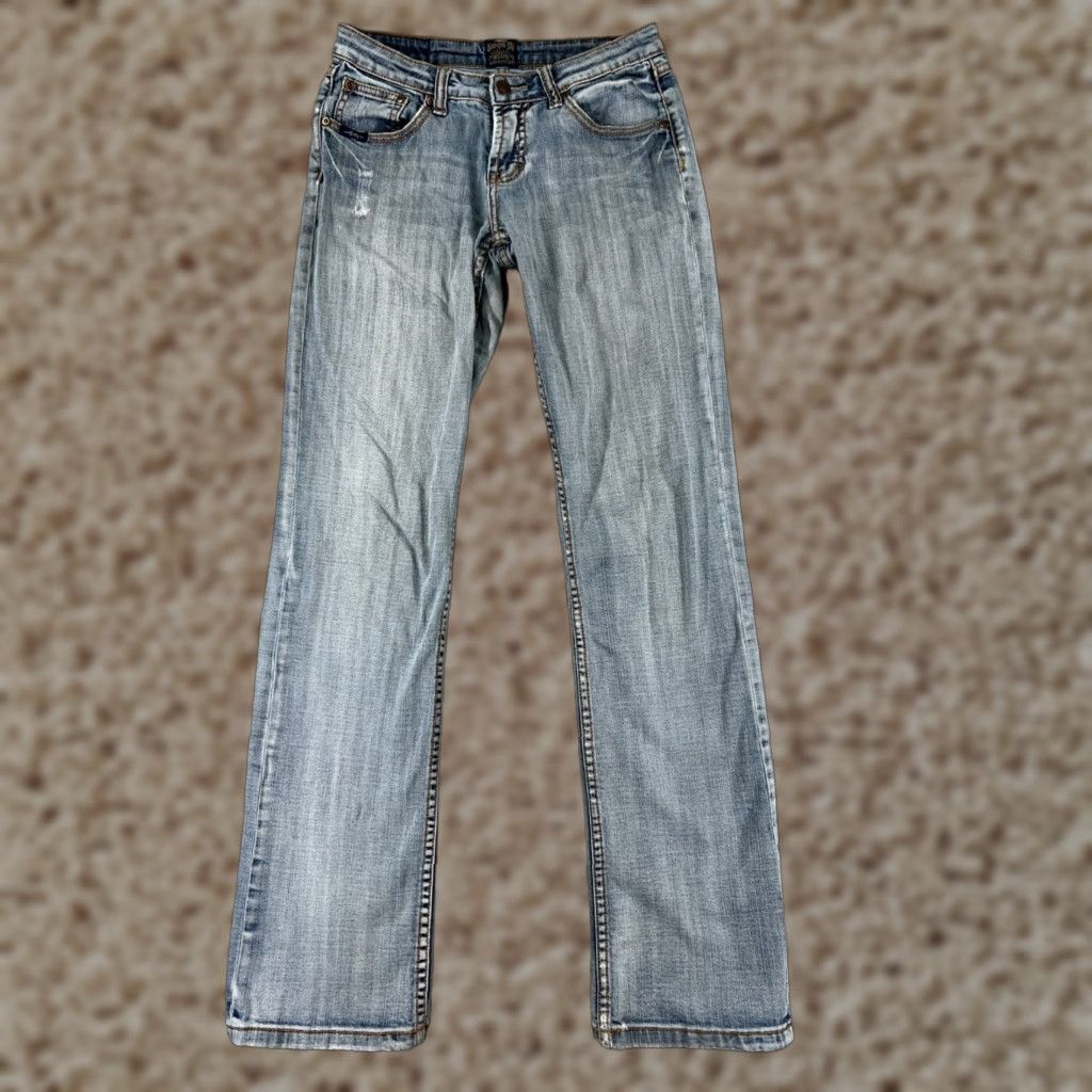 Denime Cowgirl Up Jeans Womens 2 Blue Denim Bootcut Distressed Light Wash Size 26" / US 2 / IT 38 - 1 Thumbnail