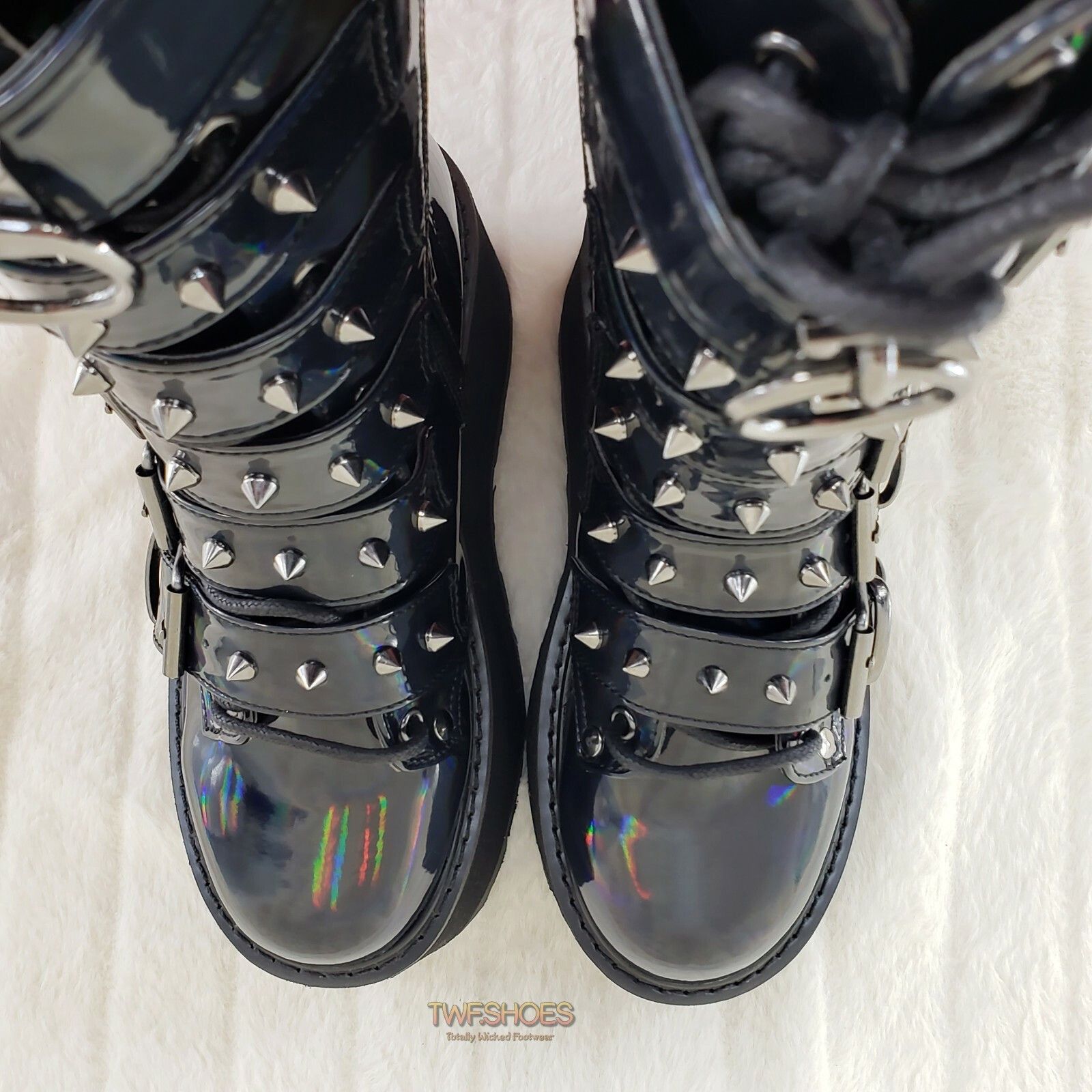 Demonia Cult DEMONIA Damned 225 Goth Punk Grunge 3.5" Platform Calf Boots Size US 6 / IT 36 - 9 Thumbnail