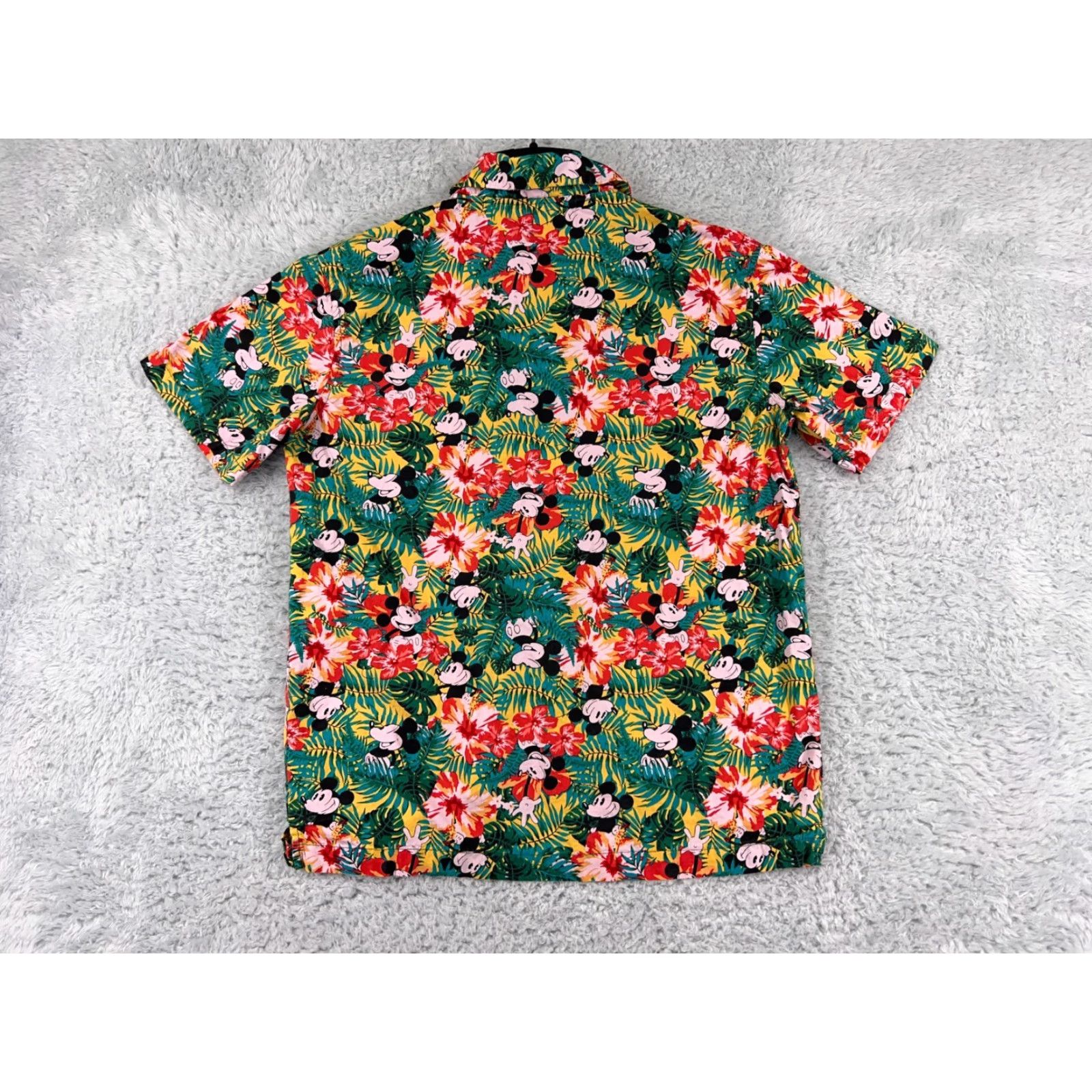 Disney Disney Mens Hawaiian Shirt Short Sleeve 1920s Aloha Resort Floral Cotton Green Red Small Size US S / EU 44-46 / 1 - 2 Thumbnail