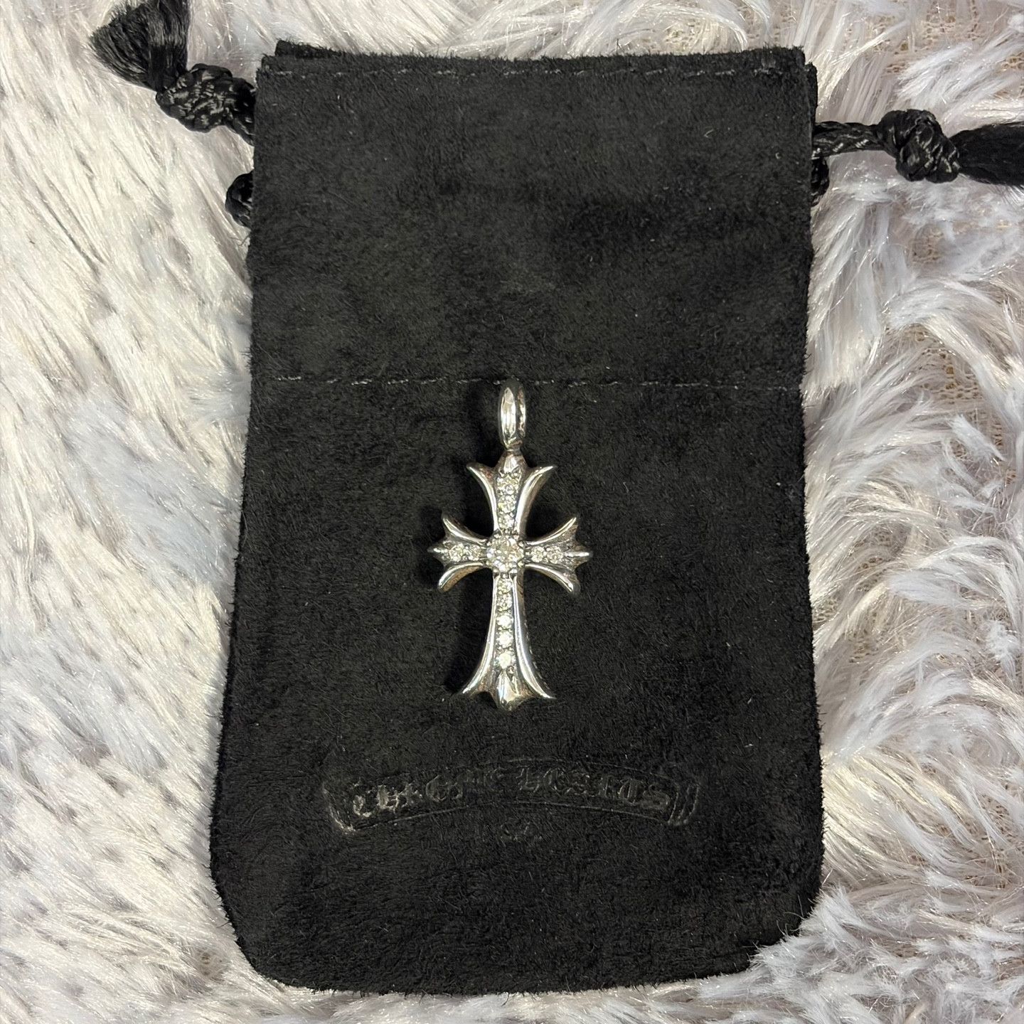 Chrome Hearts Tiny Cross Charm Silver with Pave Diamond Size ONE SIZE - 3 Thumbnail