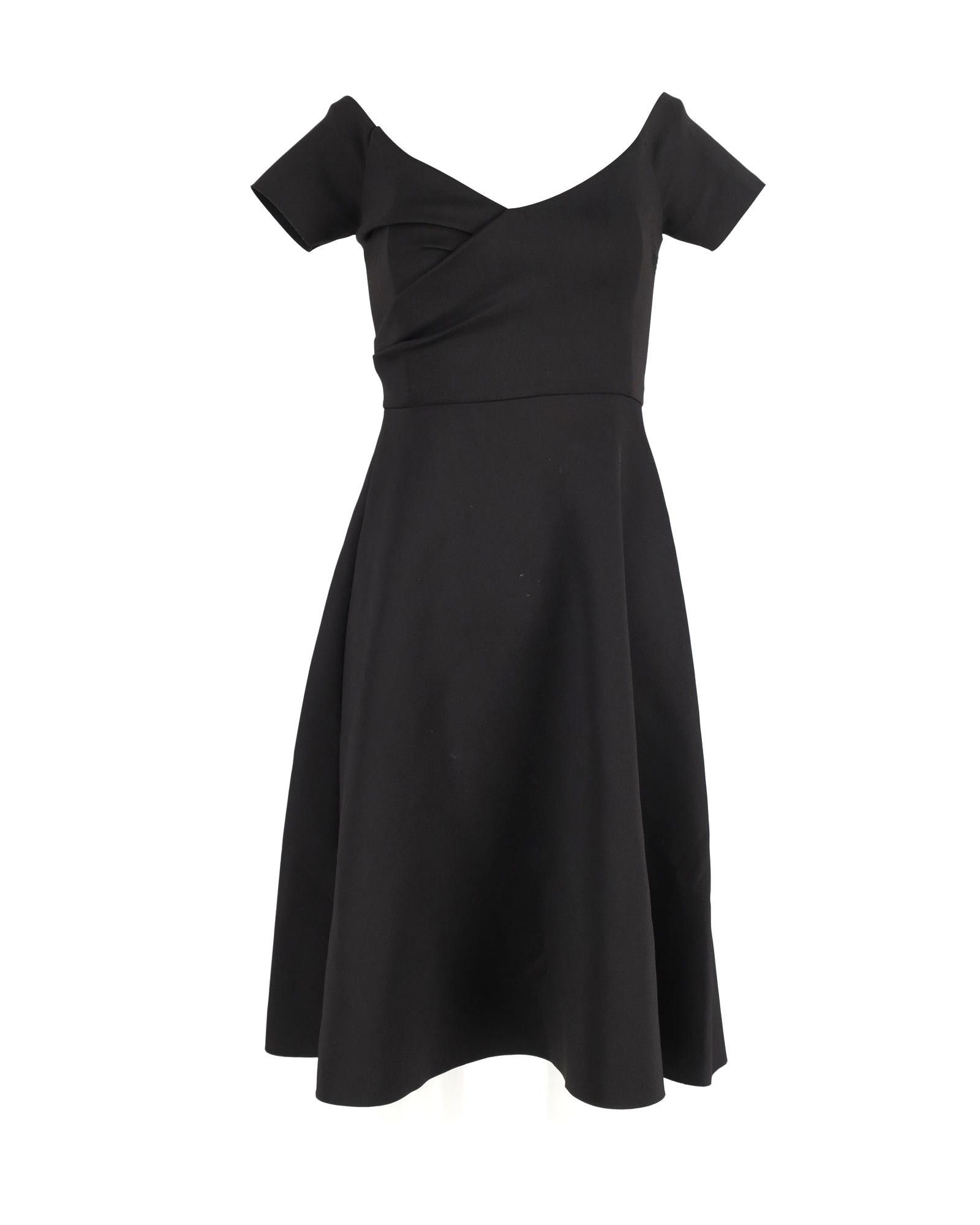 Image of Saloni Black Drop-Shoulder Sleeve Dress In Polyester, Women's (Size Small)