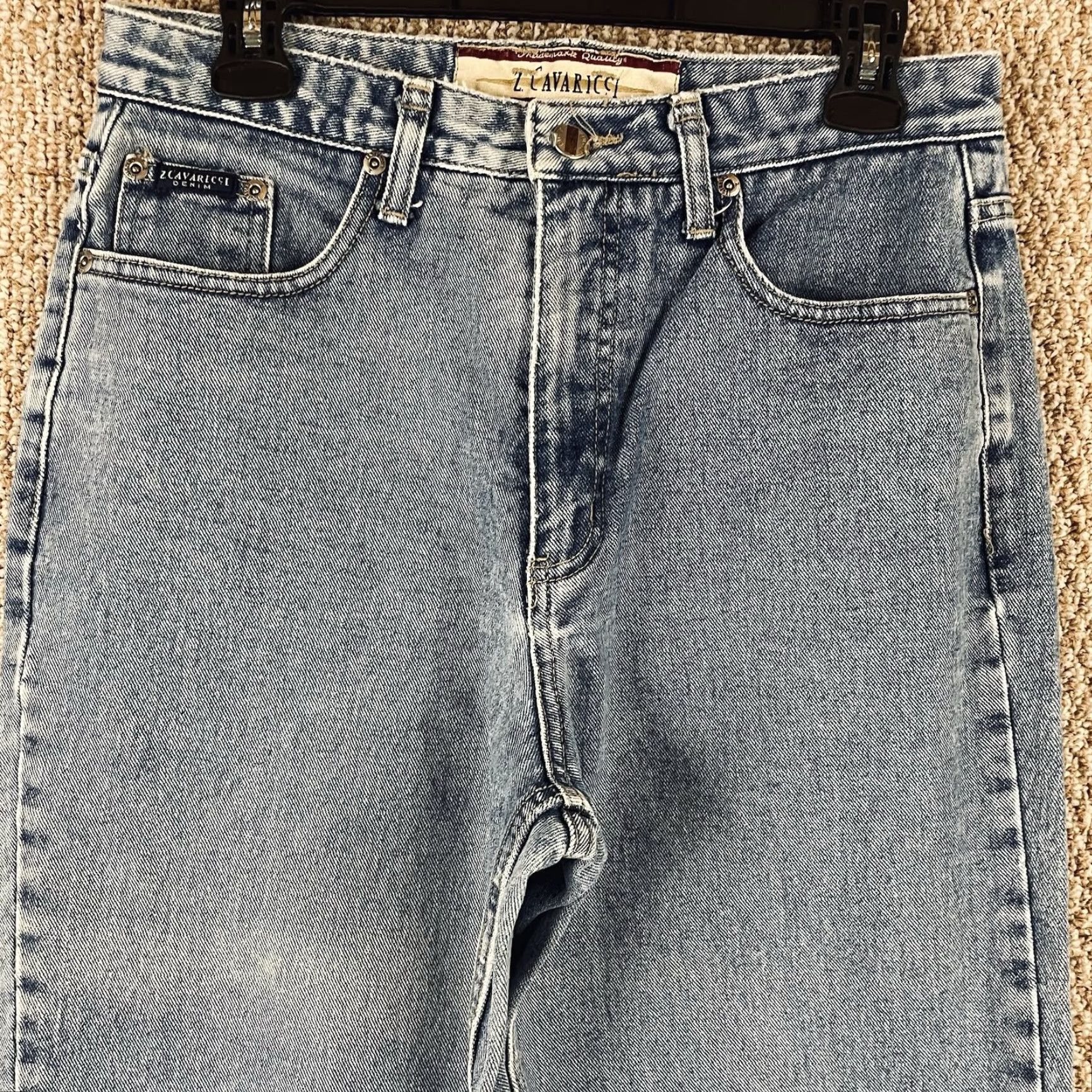 Etro VINTAGE Z. CAVARICCI Jeans Women’s 32 Regular 90s Boyfriend Blue 31in Inseam Stone Wash Embroidered 100% Cotton T393 Size 24" / US 00 / IT 34 - 4 Thumbnail