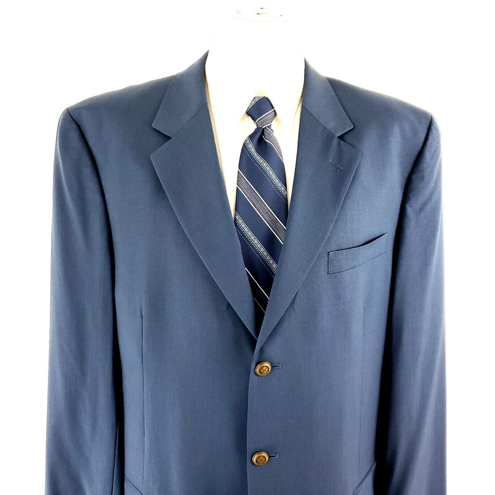 Jos. A. Bank Jos A Bank Wool 3 Gold Button Blazer 42L or Slim Fit 44L Blu Size 42L - 1 Thumbnail