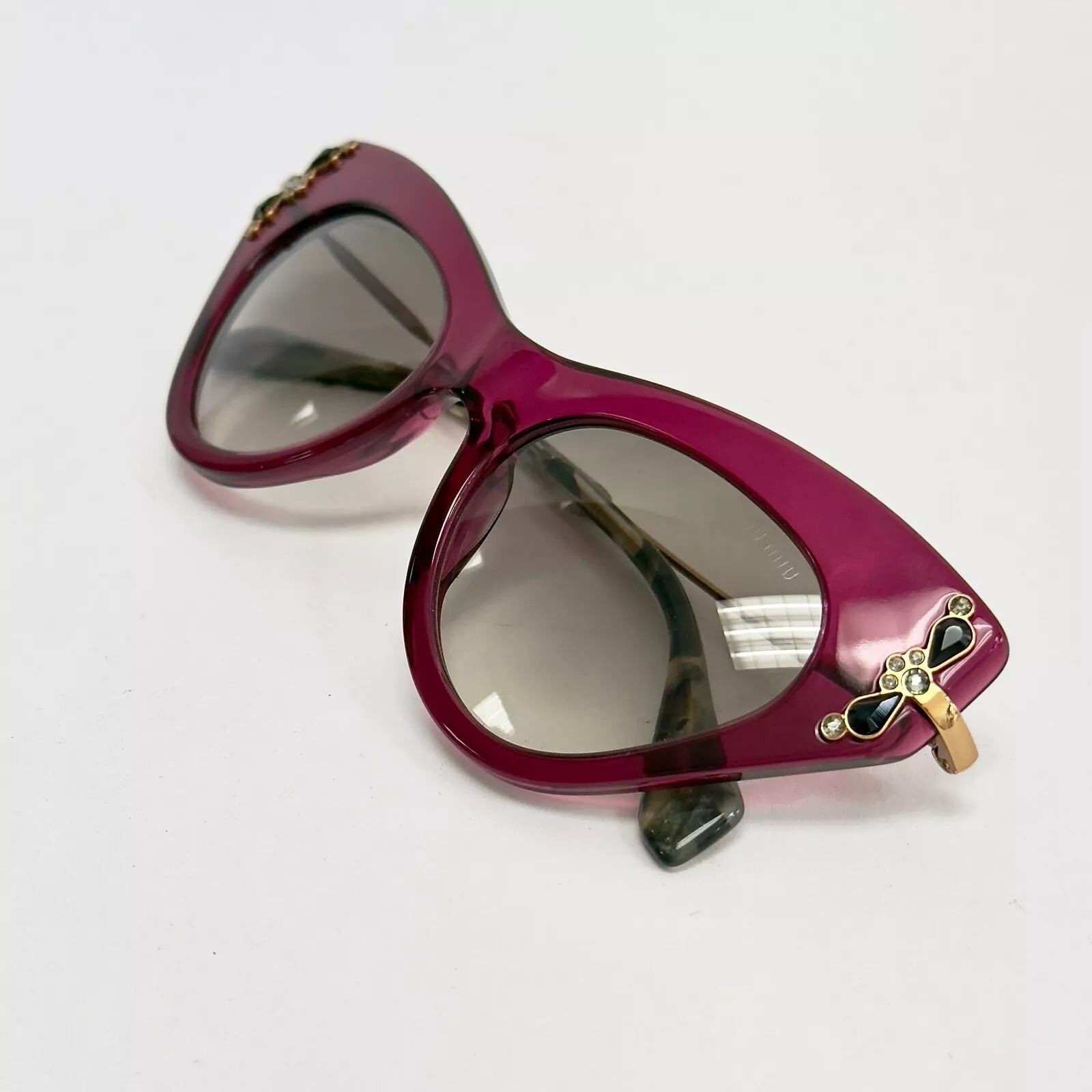 Miu Miu MIU MIU Glow 04P MU04PS Pink Gold Jewel Geometric Sunglasses Size ONE SIZE - 2 Thumbnail