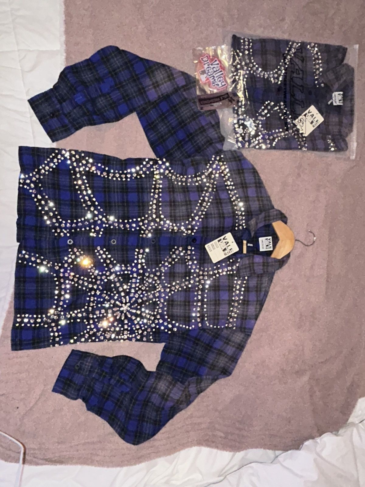 Vale Vale blue flannel , with rhinestone Size US M / EU 48-50 / 2 - 10 Thumbnail