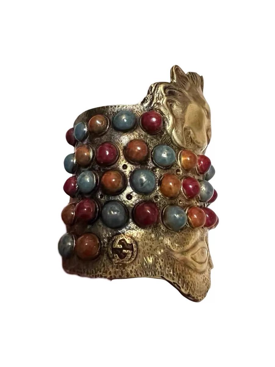 Gucci Gucci Runway Rare Exotic Gemstone Lion Open Bangle Size ONE SIZE - 7 Thumbnail