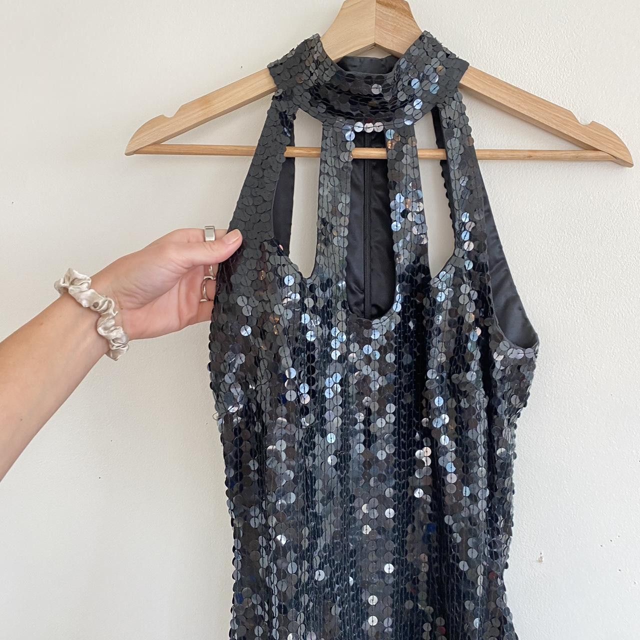 Vintage NITELINE VINTAGE BLACK SEQUIN MINI DRESS CUTOUT 1980S 4 Size S / US 4 / IT 40 - 2 Thumbnail
