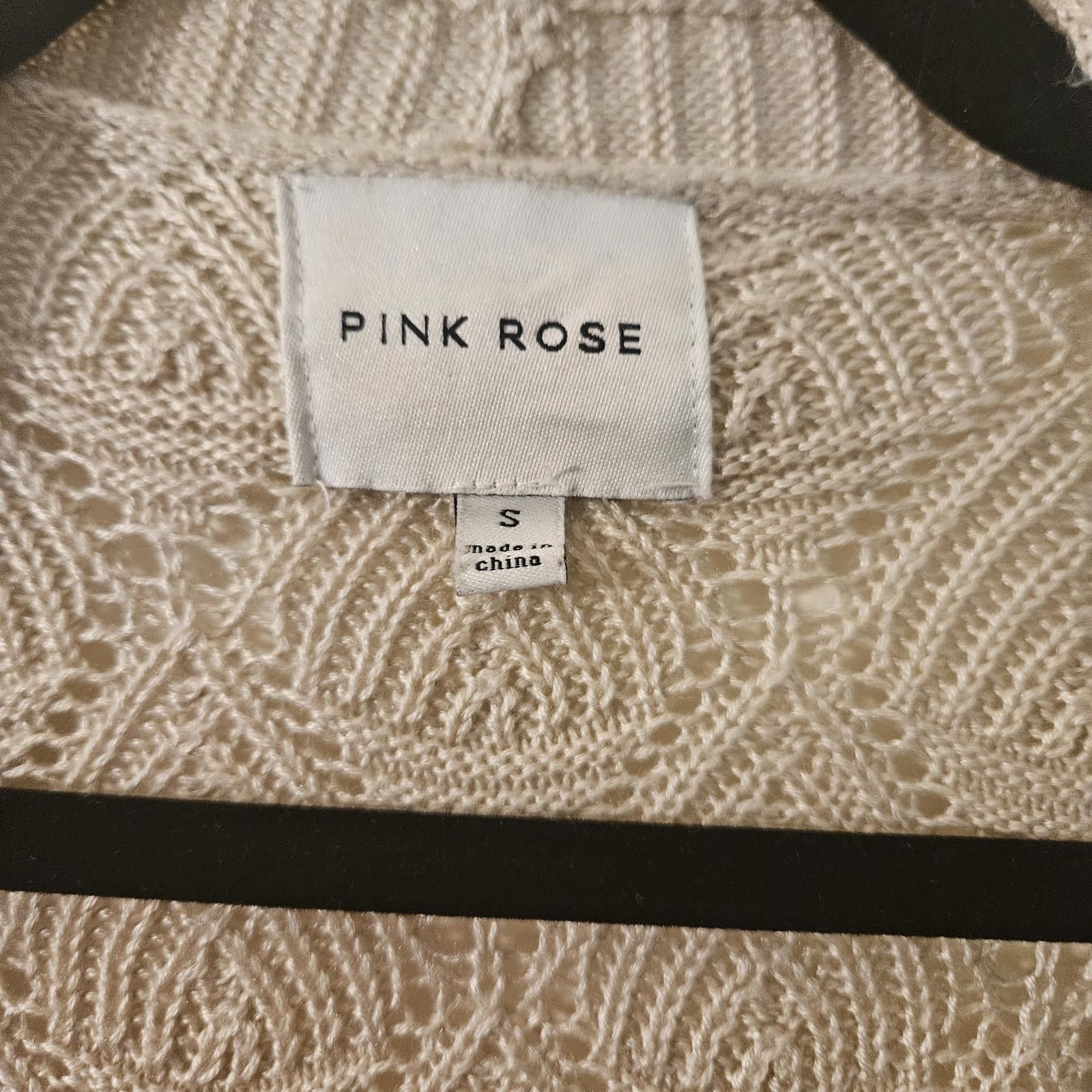 Designer Pink Rose Long Beige Knit Cardigan - Women's Size S Size S / US 4 / IT 40 - 2 Thumbnail