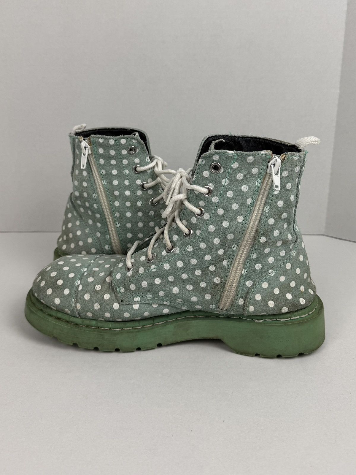 T.U.K. Footwear Anarchic TUK Boots Mint Polka Dots Anarchy Leather Combat Size US 10 / IT 40 - 7 Thumbnail
