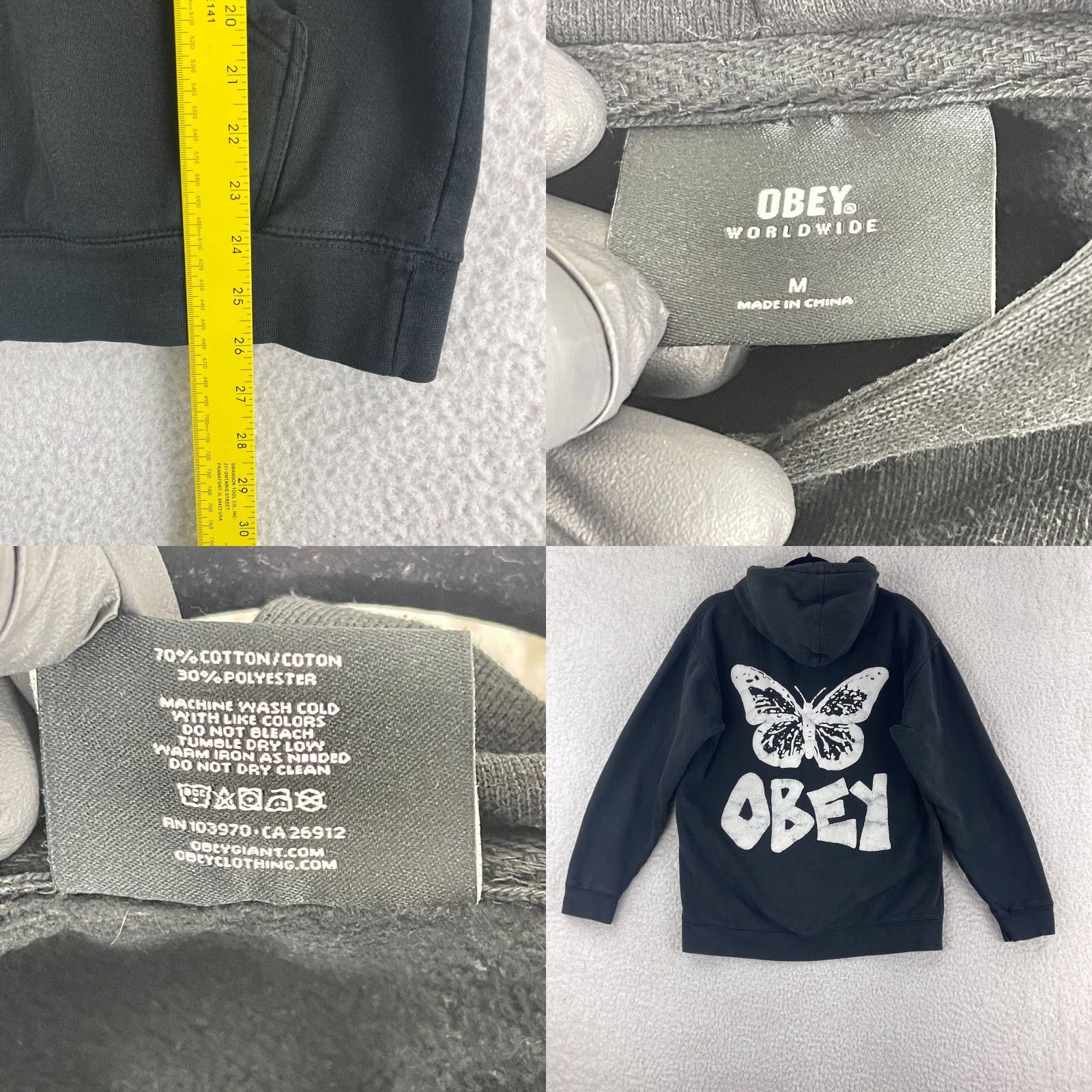 Obey OBEY Metamorphosis Hoodie Sweater Mens Medium Black Pullover Long Sleeve Cotton Size US M / EU 48-50 / 2 - 8 Thumbnail