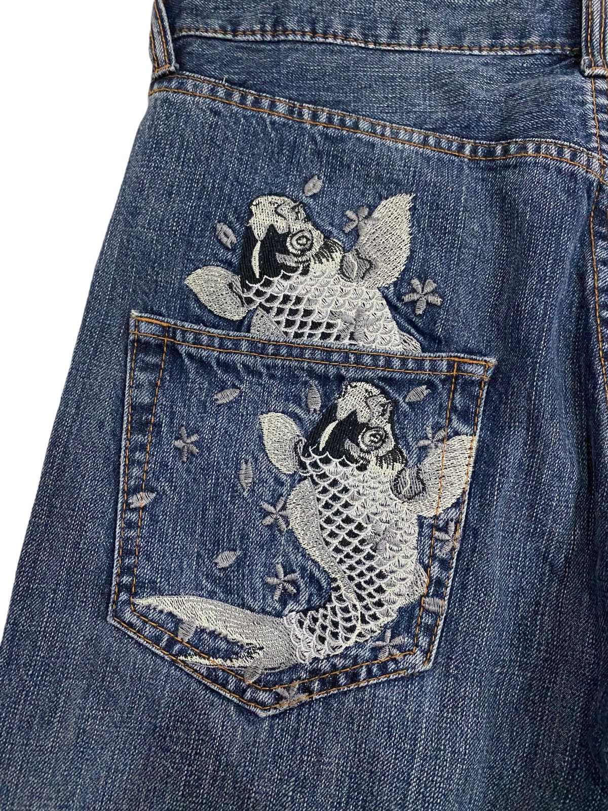 Japanese Brand Vintage Koi Pond Embroidery Denim Japan Size US 32 / EU 48 - 13 Thumbnail