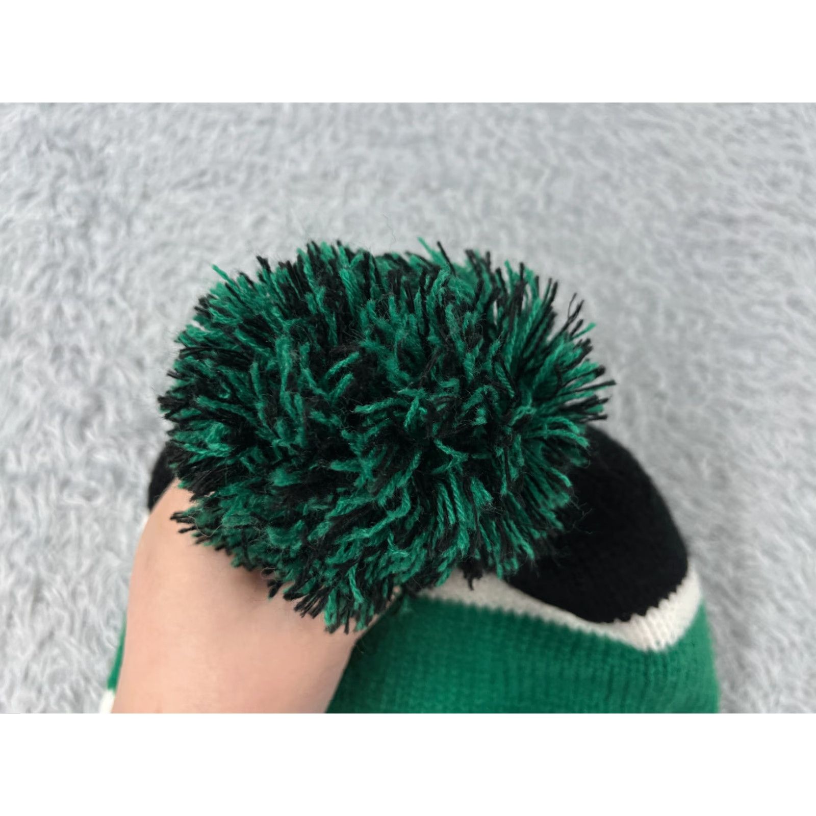 Vintage Smokebuddy Beanie Toque Adult One Size Green Black Stripe Knit Acrylic Ski Pom Hat Beanie Mens One Size Green Stripe Ski Outdoor Smoking Theme Size ONE SIZE - 4 Thumbnail