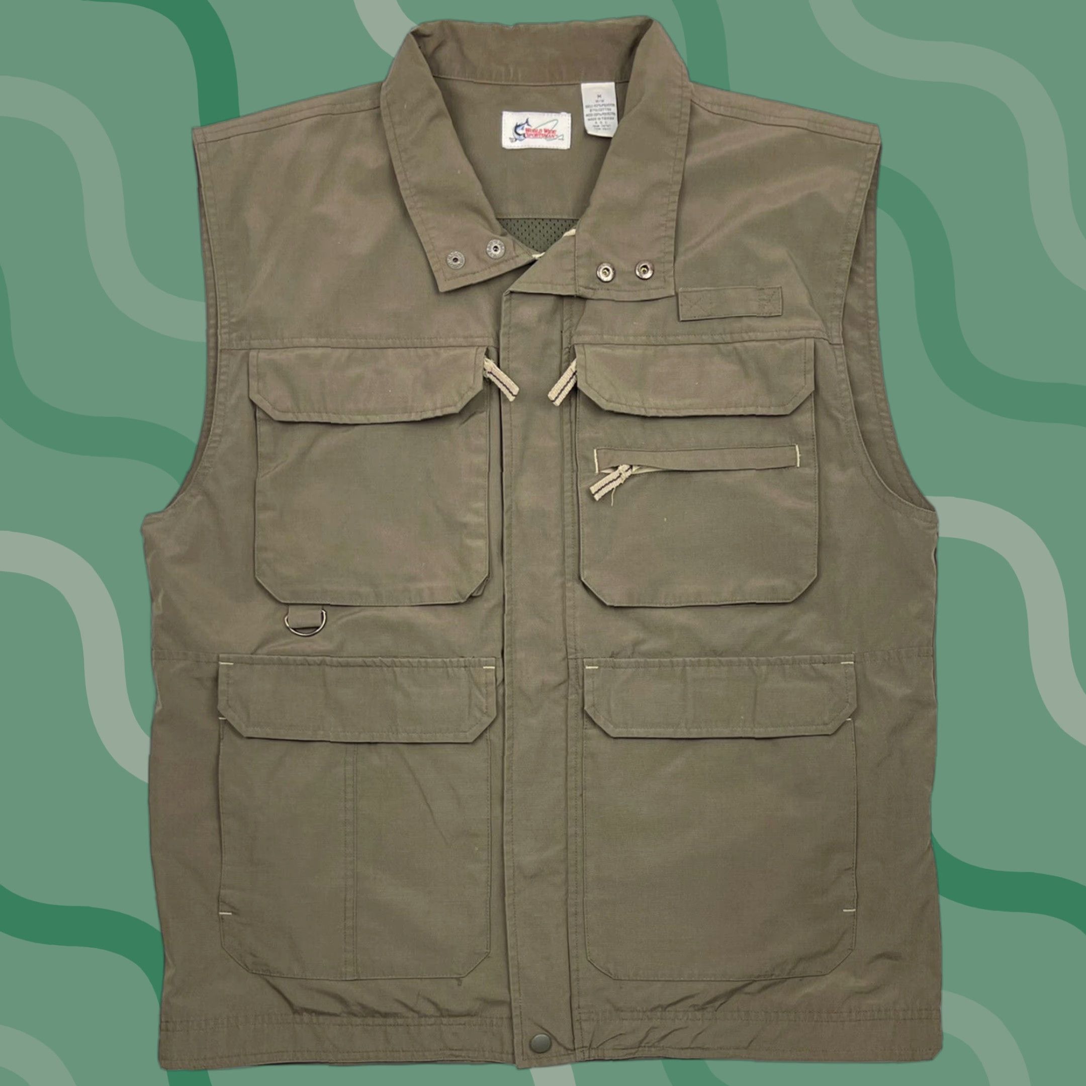 Vintage World Wide Sportsman Vest Shirt Men M Lined Fishing Vest Zip Pockets Cargo Utility Nylon Canvas Green Outdoor Size US M / EU 48-50 / 2 - 1 Thumbnail