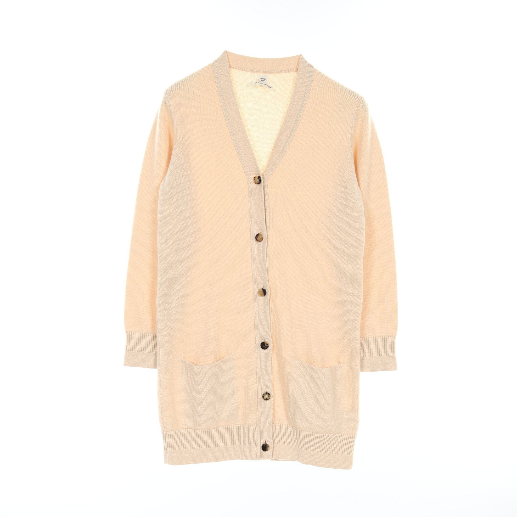 Hermes Hermes Cardigan Cashmere Light Beige Size ONE SIZE - 1 Thumbnail