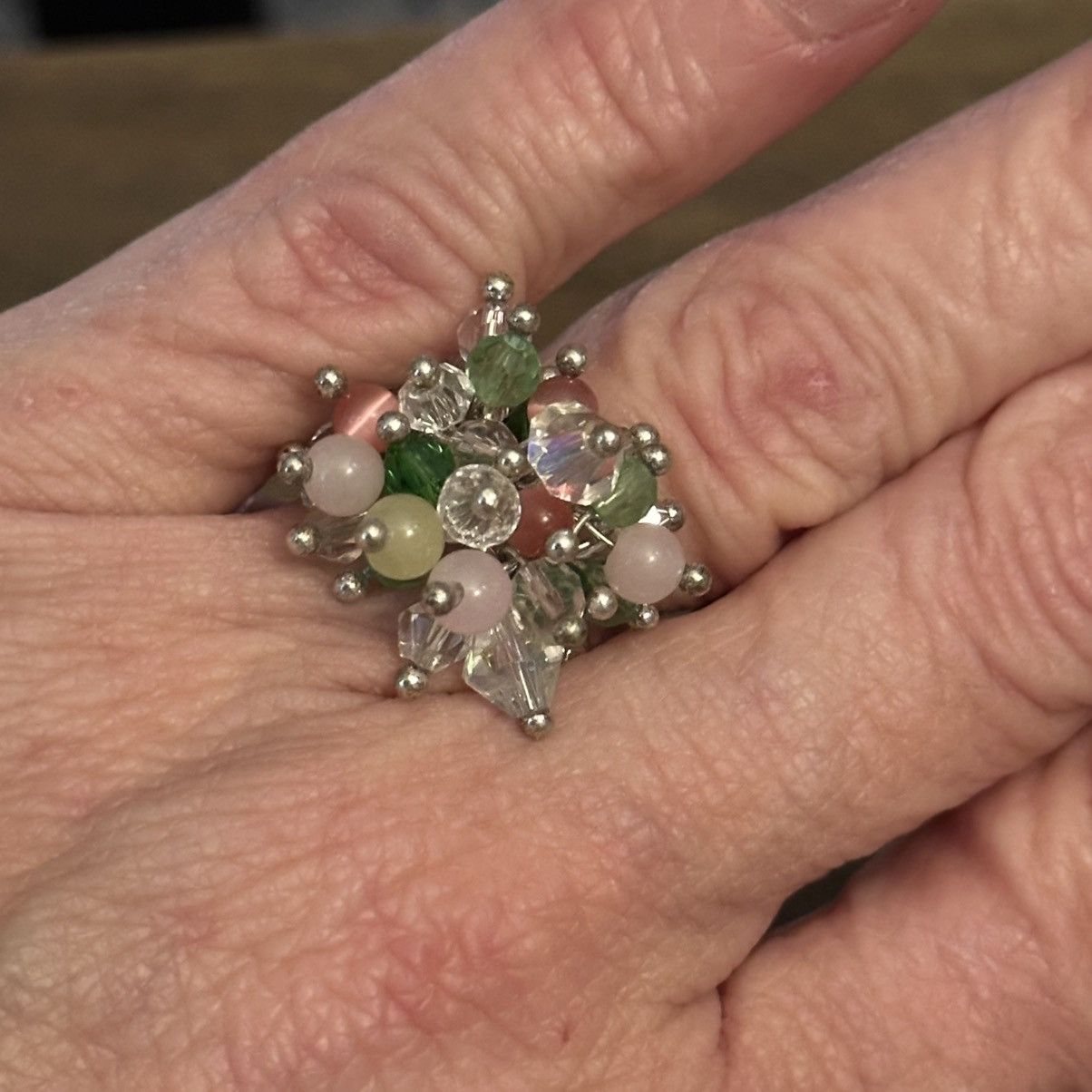 Vintage Vintage silver tone cluster glass bead ring Size ONE SIZE - 3 Thumbnail