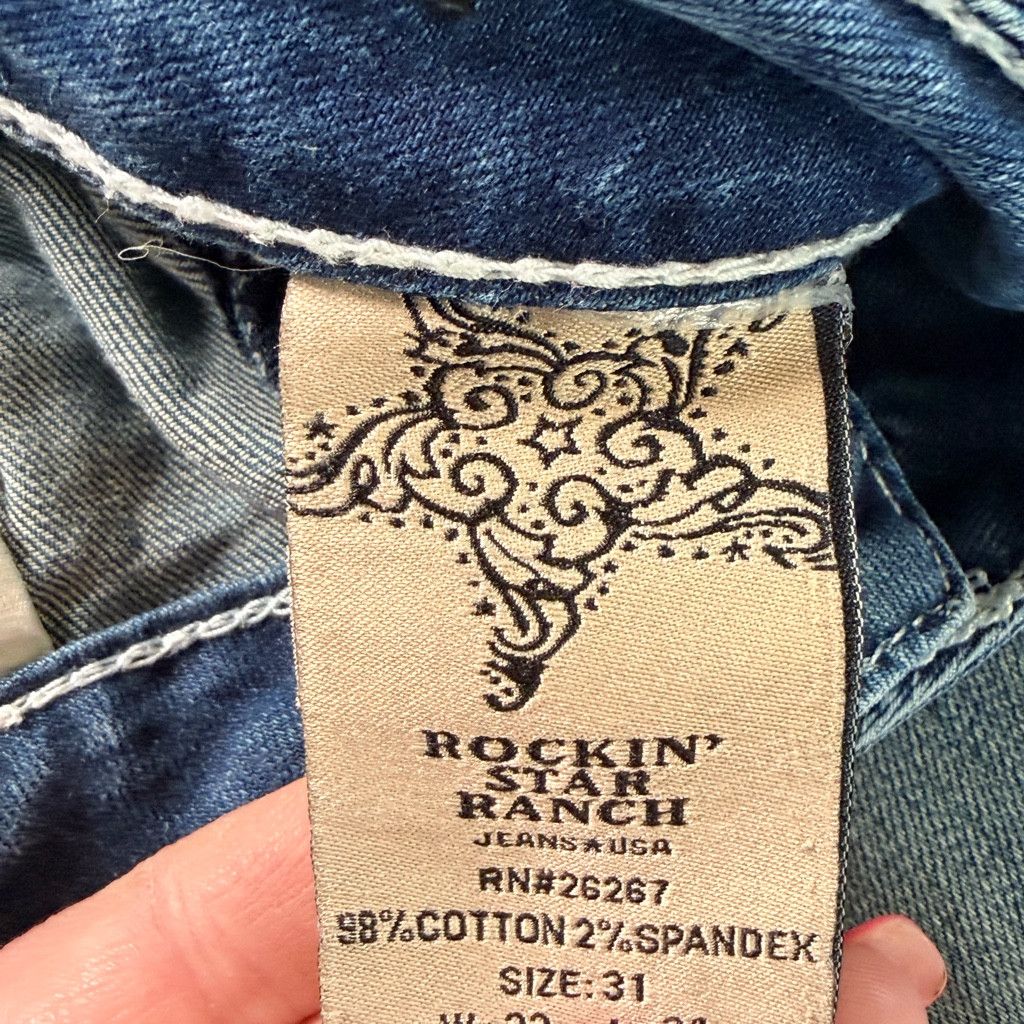 The Unbranded Brand Rockin’ Star Ranch Jeans Womens 31 Bling Western Size 31" - 6 Thumbnail