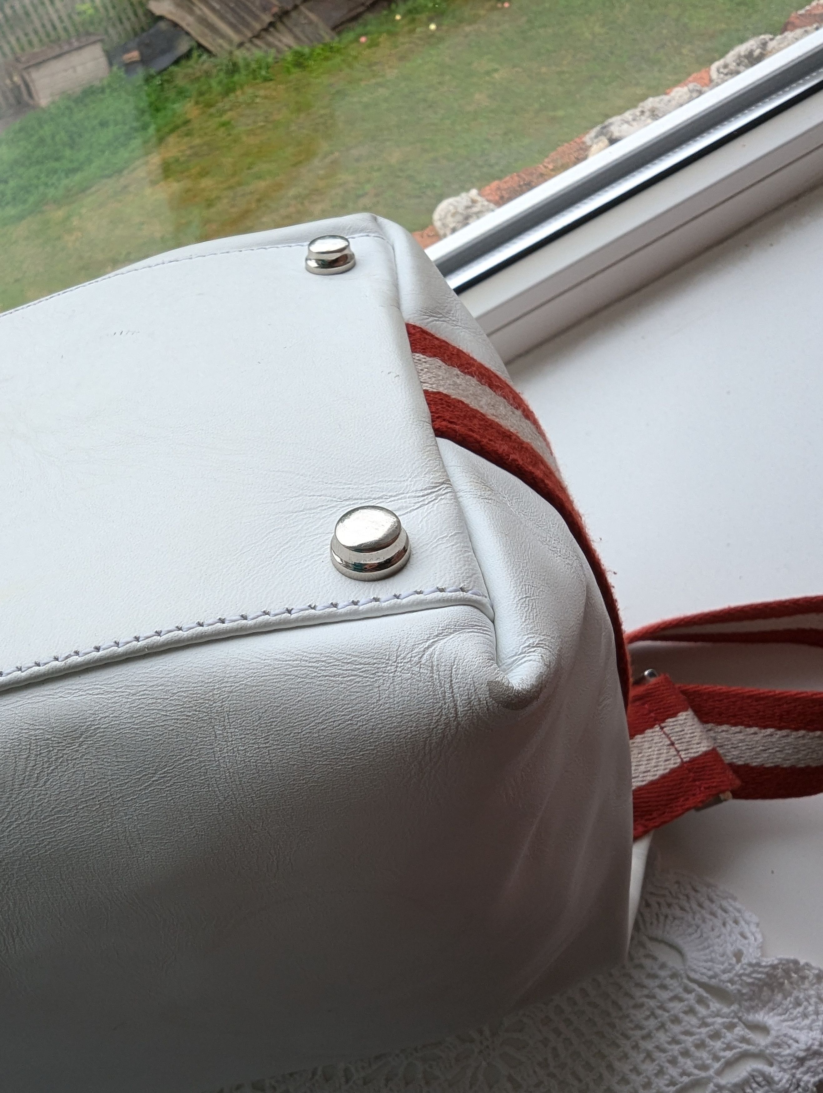 Bally × Vintage Bally White Leather Web Strap 2 Way Bag Shoulder Size ONE SIZE - 11 Thumbnail