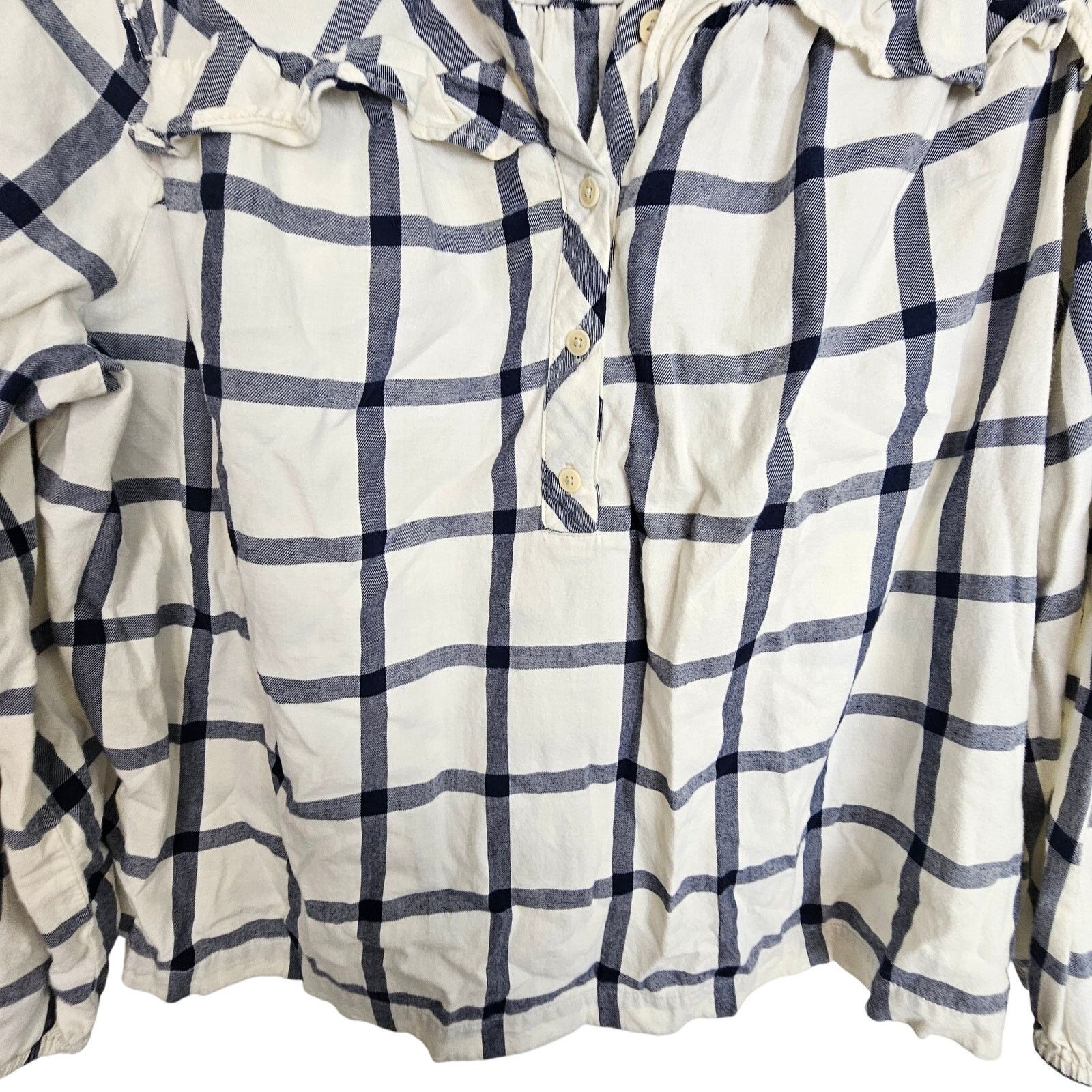 J.Crew J. Crew Womens Ruffle Popover Flannel Shirt Size L Preppy Size L / US 10 / IT 46 - 4 Thumbnail