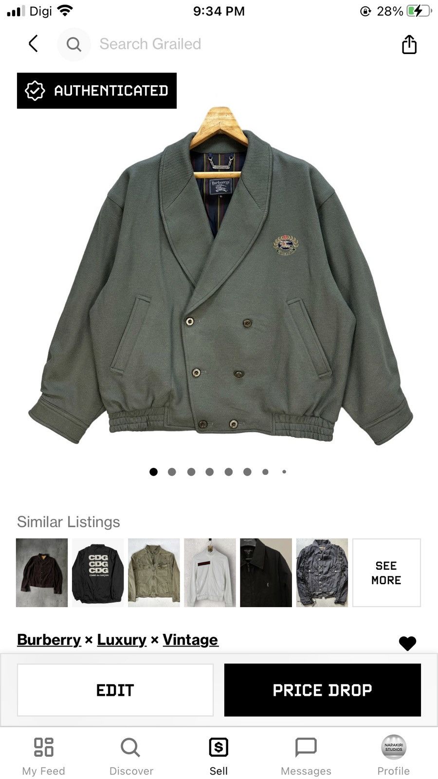 Burberry BURBERRYS Double Breasted Wool Jacket #A18-0424 Size US XL / EU 56 / 4 - 15 Thumbnail