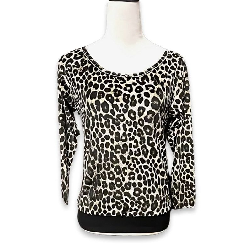 Michael Kors Michael Kors Top Velour Cheetah Print Black/Brown XXS NWT Size XXS / US 00 / IT 34 - 2 Thumbnail