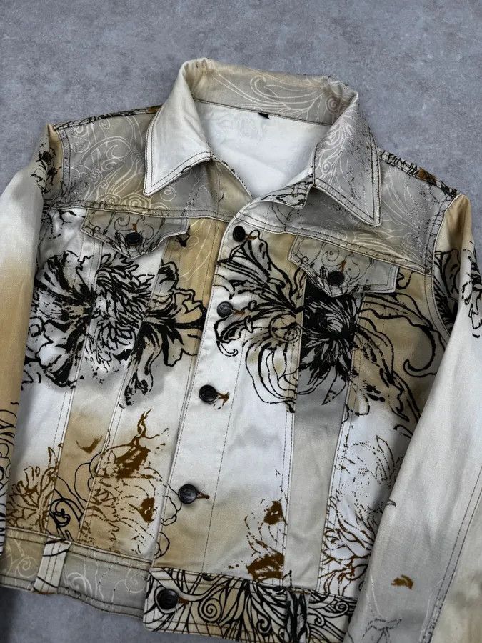 Just Cavalli 2000s Cavalli Beige Floral Buttoned Jacket Size XS / US 0-2 / IT 36-38 - 5 Thumbnail