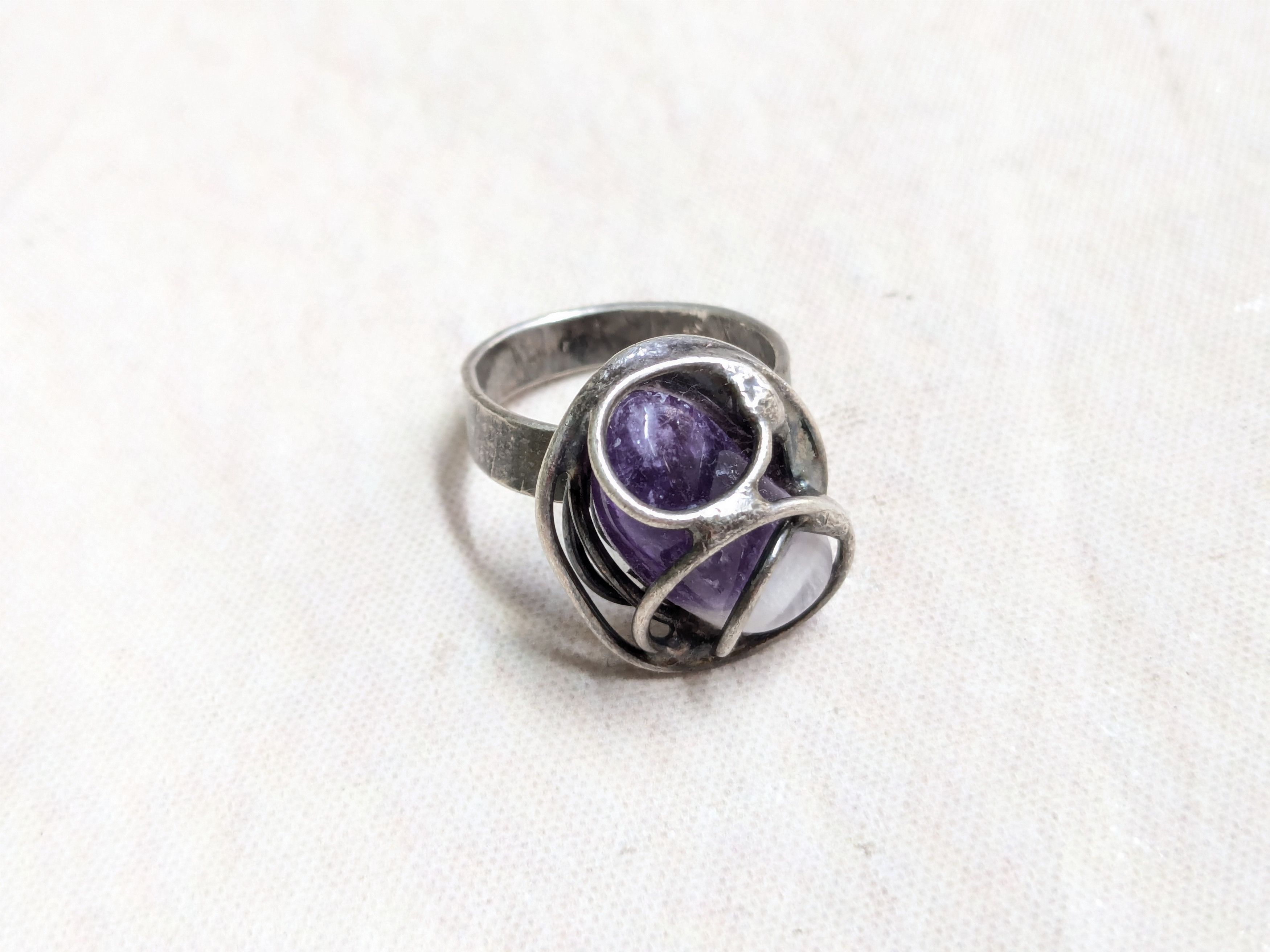 Jewelry × Vintage Vintage Sterling Silver Amethyst Ring Purple Denmark Size ONE SIZE - 4 Thumbnail