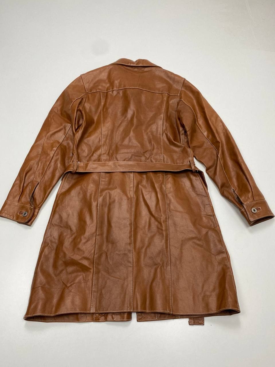 Vintage Mitici Anni 60 Brown L Vintage Italian Leather Coat 1970s Size L / US 10 / IT 46 - 10 Thumbnail