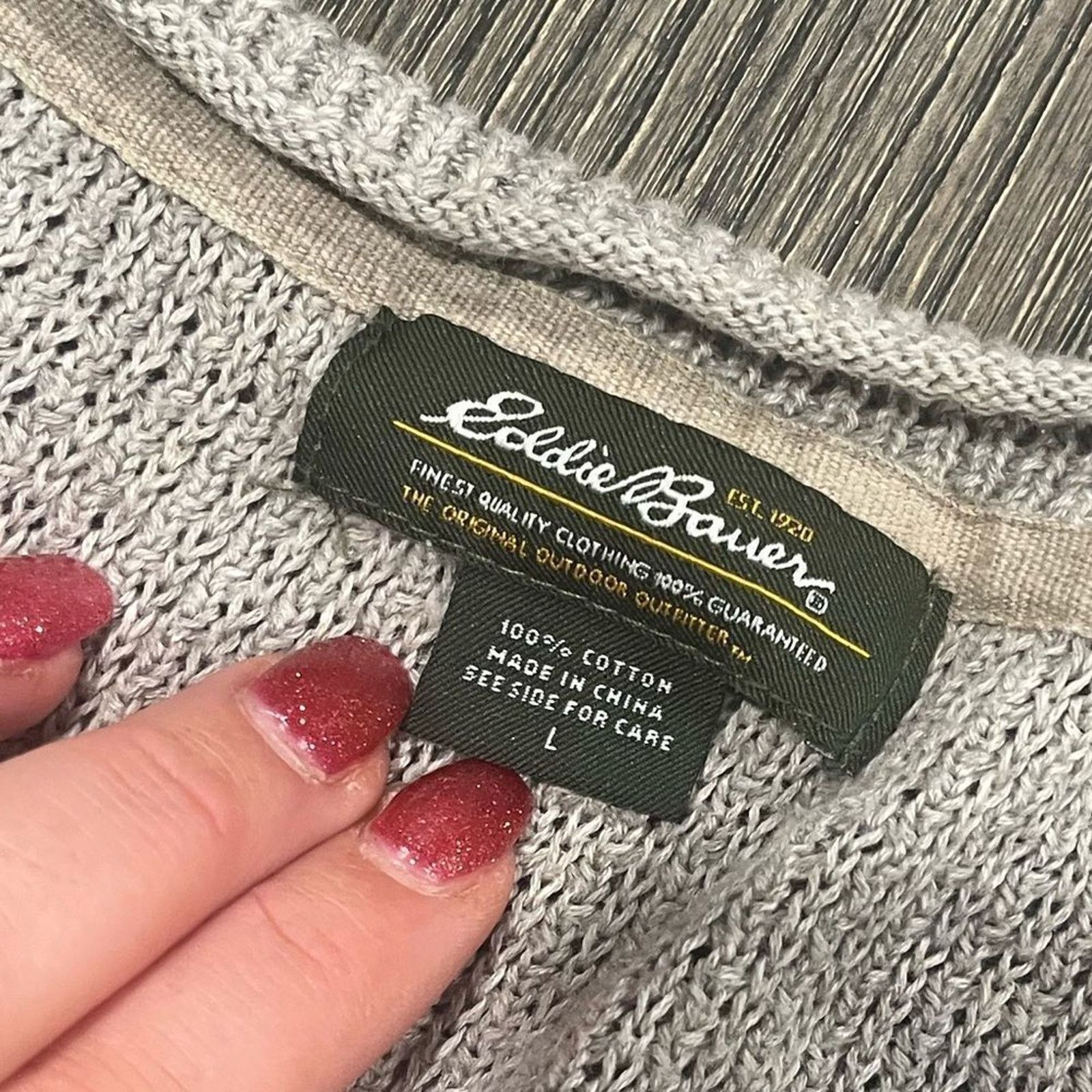 Eddie Bauer Eddie Bauer Light Gray Open Front Knit Sweater Size L Size L / US 10 / IT 46 - 2 Thumbnail