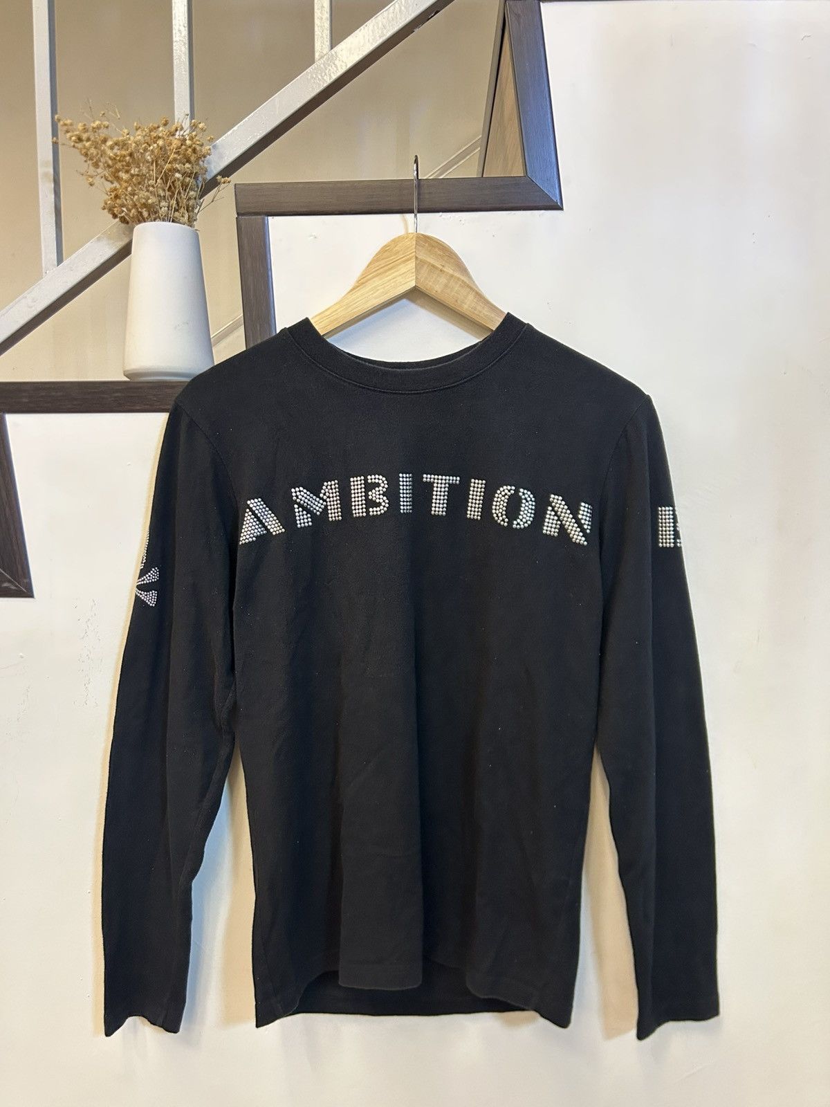If Six Was Nine Be Ambition "Skull & Crossbones" Rhinestone Longsleeve Tee Size US M / EU 48-50 / 2 - 5 Thumbnail