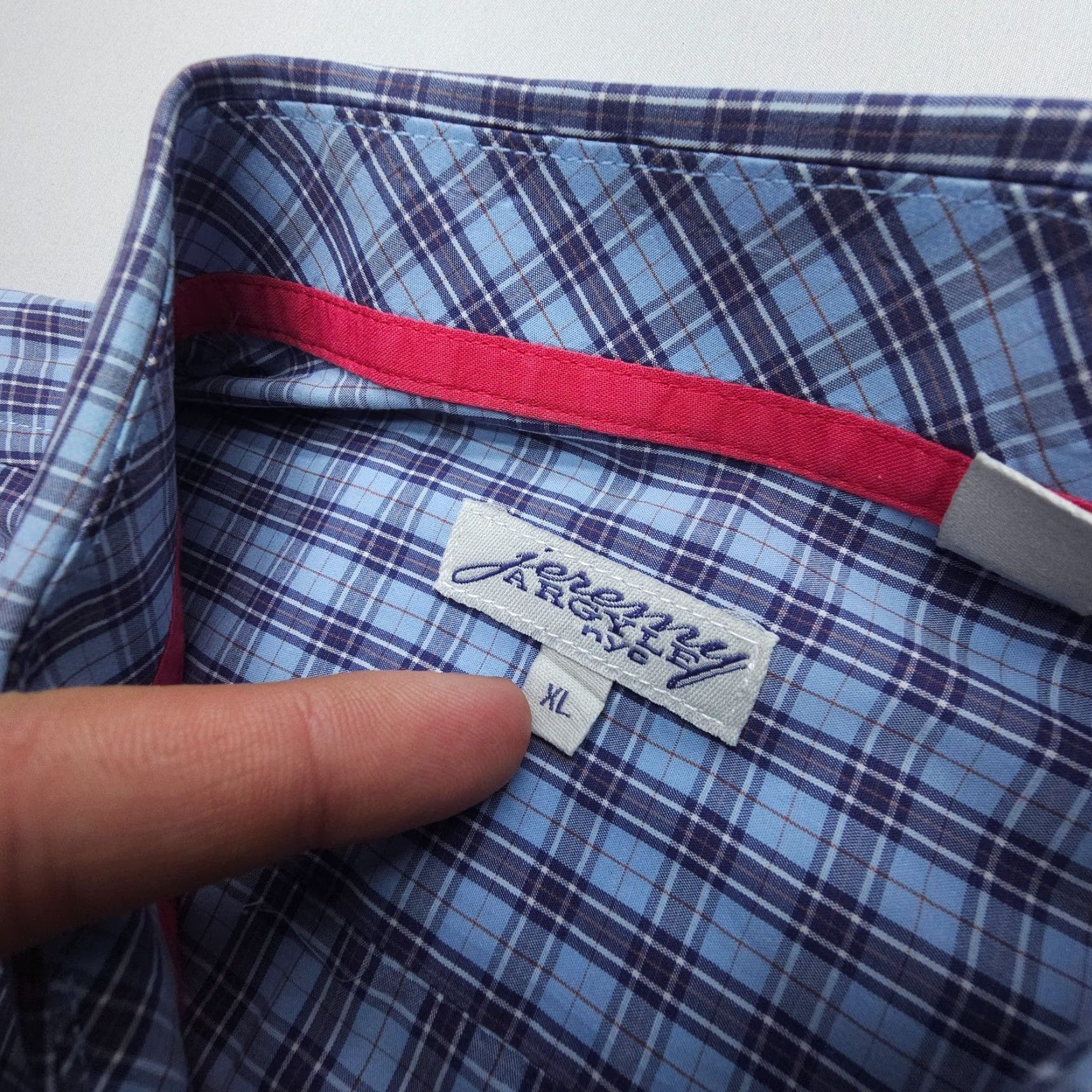 Vintage Jeremy Argyle NYC Shirt Mens XL Blue Plaid Long Sleeve Button Up 100% Cotton Size US XL / EU 56 / 4 - 7 Thumbnail