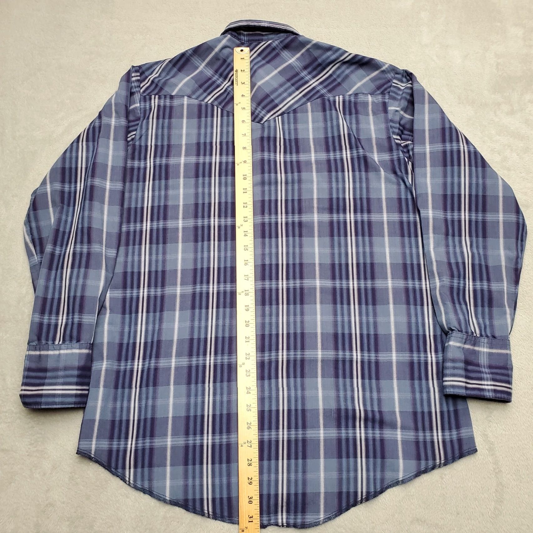 Vintage Western Frontier Shirt Mens L Blue Plaid Pearl Snap Long Sleeve Western Cowboy Shirt Size US L / EU 52-54 / 3 - 5 Thumbnail