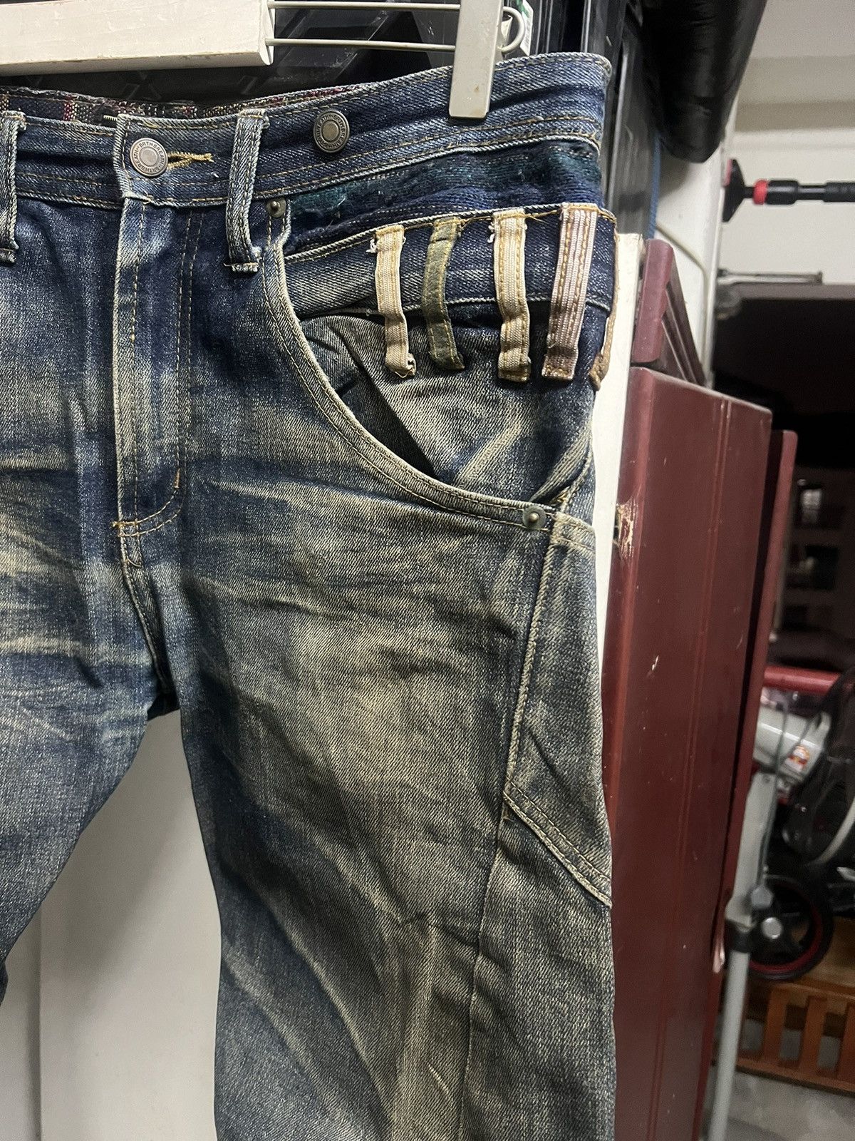 Hysteric Glamour THRASHED DIRTY DOUBLE WAIST BREATHMINT DISTRESSED DENIM PANT Size US 32 / EU 48 - 2 Thumbnail