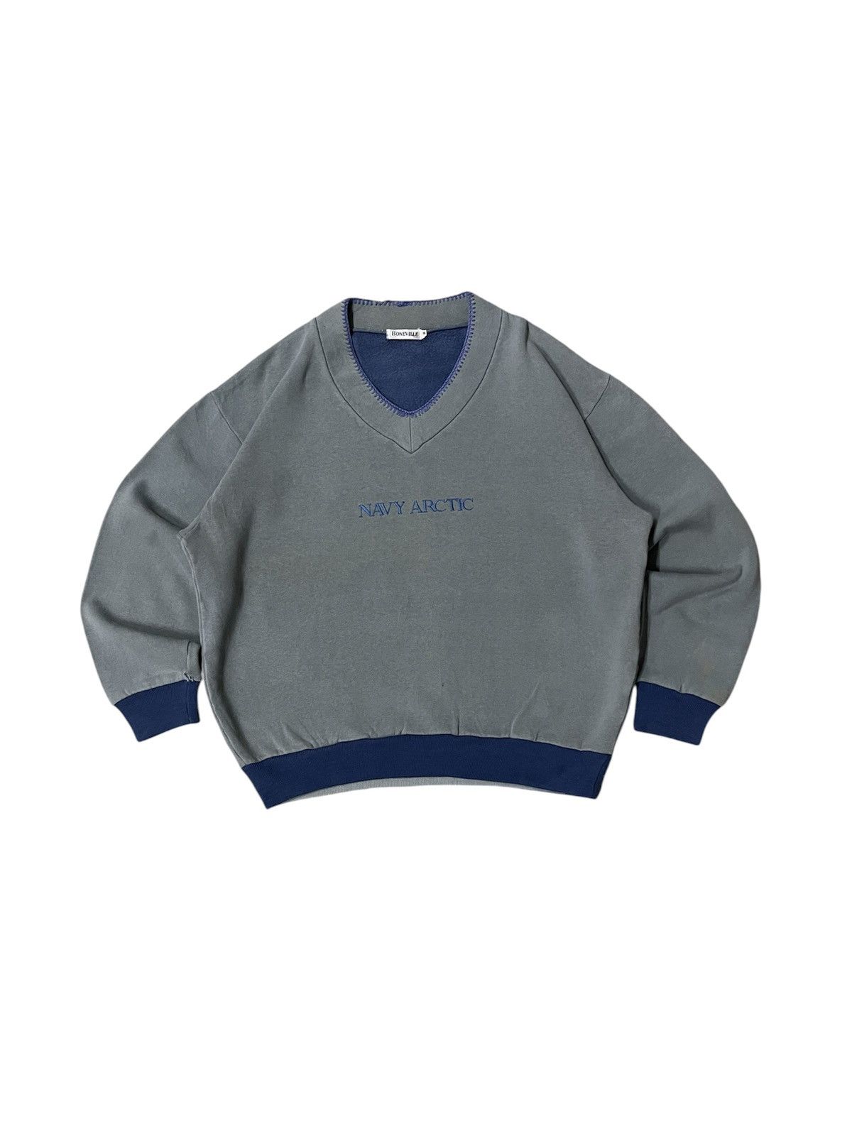 Boneville 1980s BONEVILLE “NAVY ARCTIC” V NECK SWEATSHIRT Size US M / EU 48-50 / 2 - 1 Thumbnail