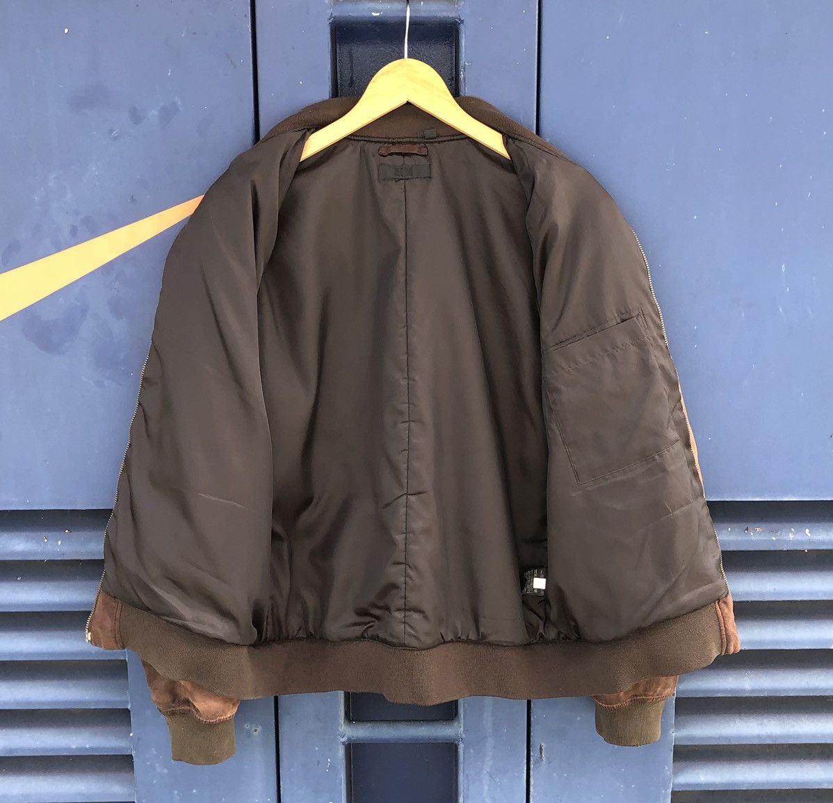 Vintage Vintage Sun Faded Suede Bomber Jacket by Uniqlo Size US L / EU 52-54 / 3 - 2 Thumbnail