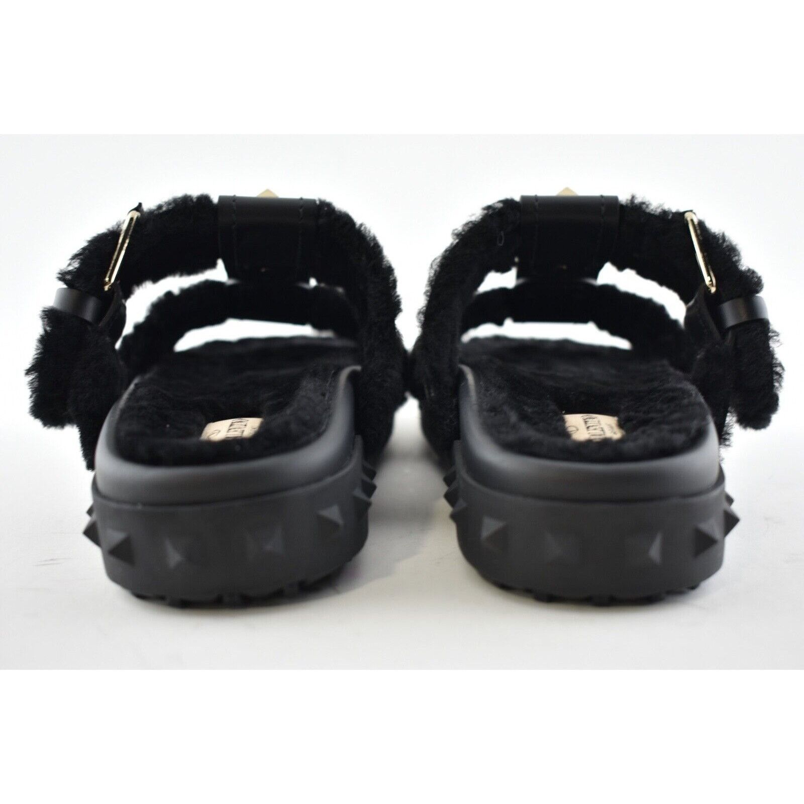 Valentino Valentino Rockstud Black Shearling Fur Caged Mule Slip On Size US 6 / IT 36 - 11 Thumbnail