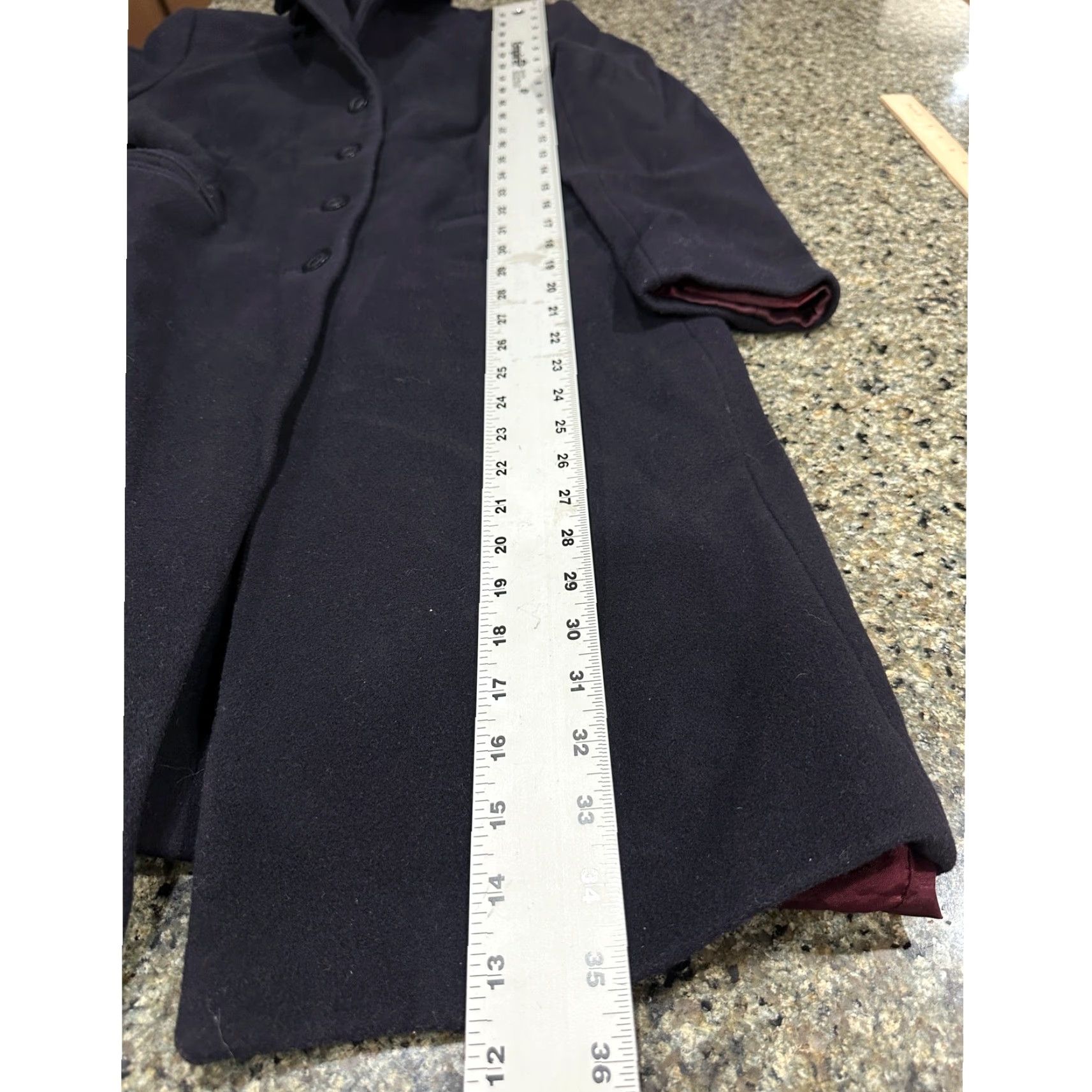 Vintage VINTAGE Kristen Blake Coat Long Wool Dark Blue 6 Women Button Closure Trench Solid Minimalist Dark Academia Size M / US 6-8 / IT 42-44 - 3 Thumbnail