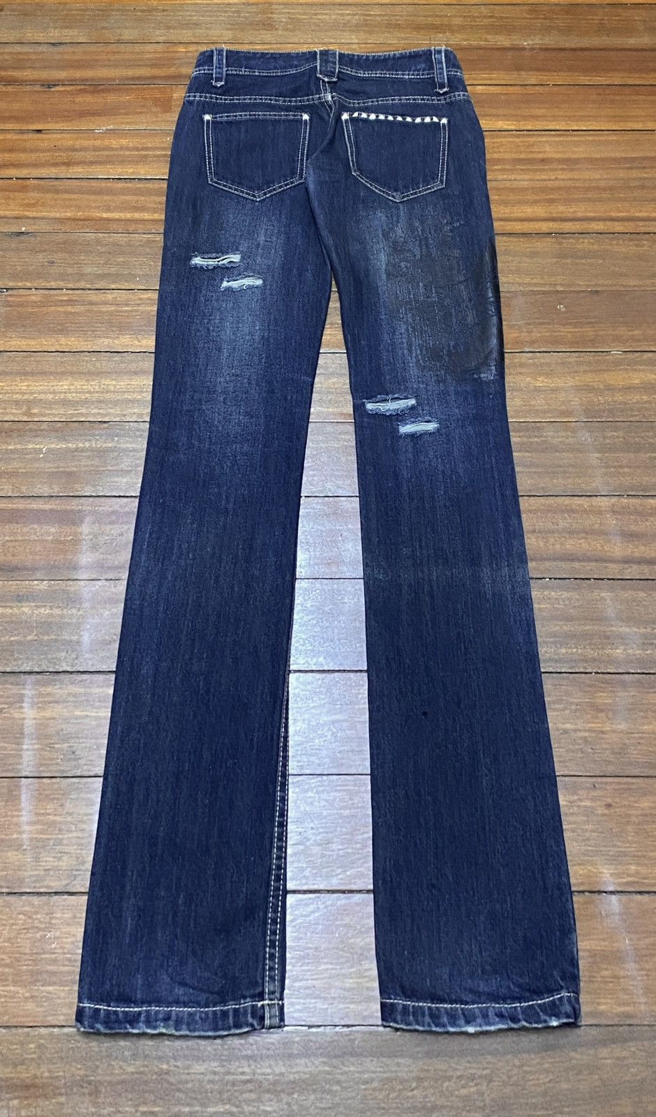 If Six Was Nine × Japanese Brand × Le Grande Bleu (L.G.B.) Rare Design Vintage Brand Glad News Ripped Spike Jeans 1990s Size US 29 - 2 Thumbnail