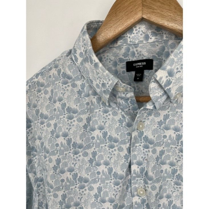 Express Express Slim Fit Long Sleeve Button Down Cactus Shirt Mens M Size US M / EU 48-50 / 2 - 2 Thumbnail