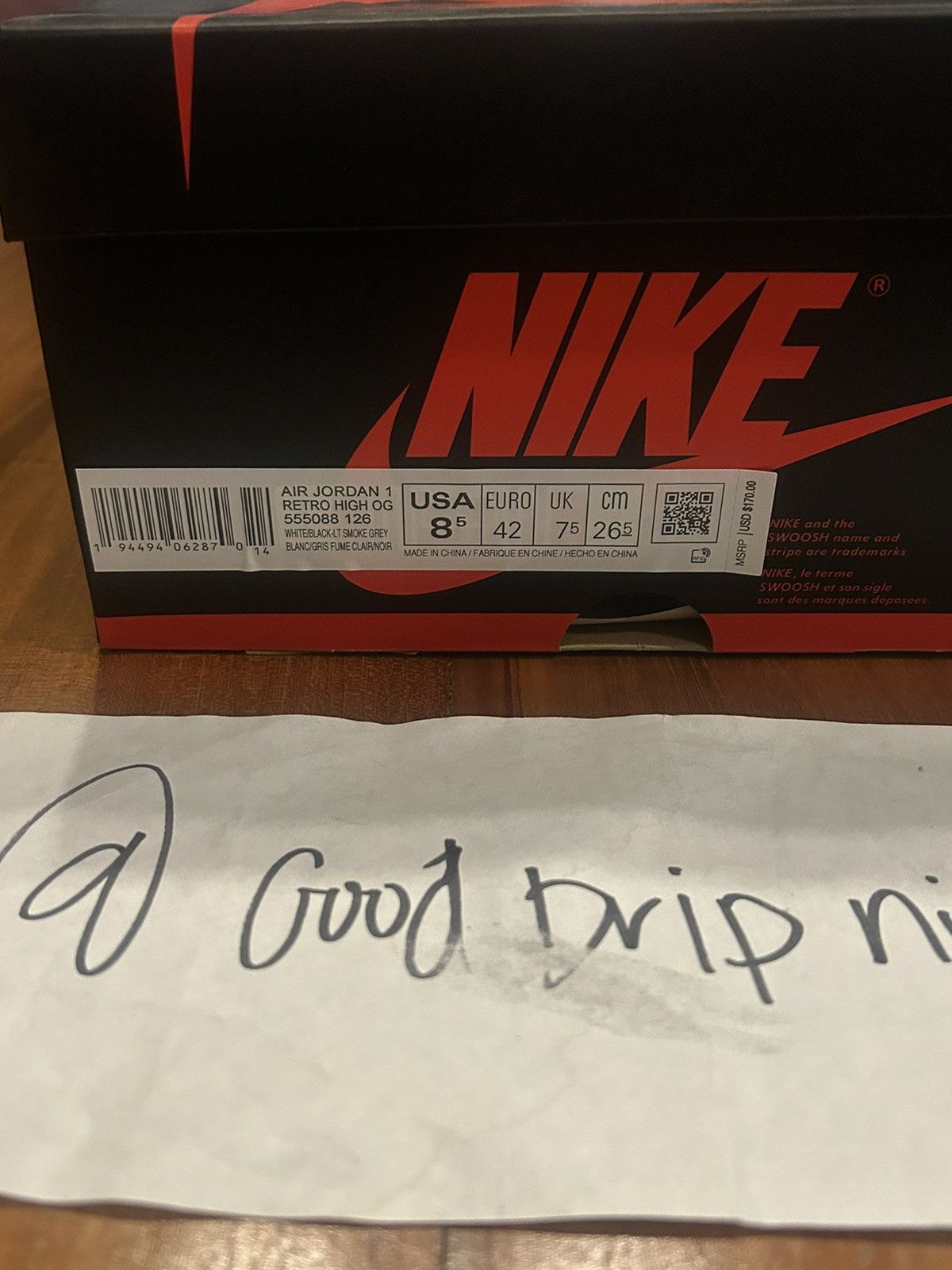 Jordan Brand Jordan 1 Retro High Light Smoke Grey Size US 8.5 / EU 41-42 - 1 Thumbnail