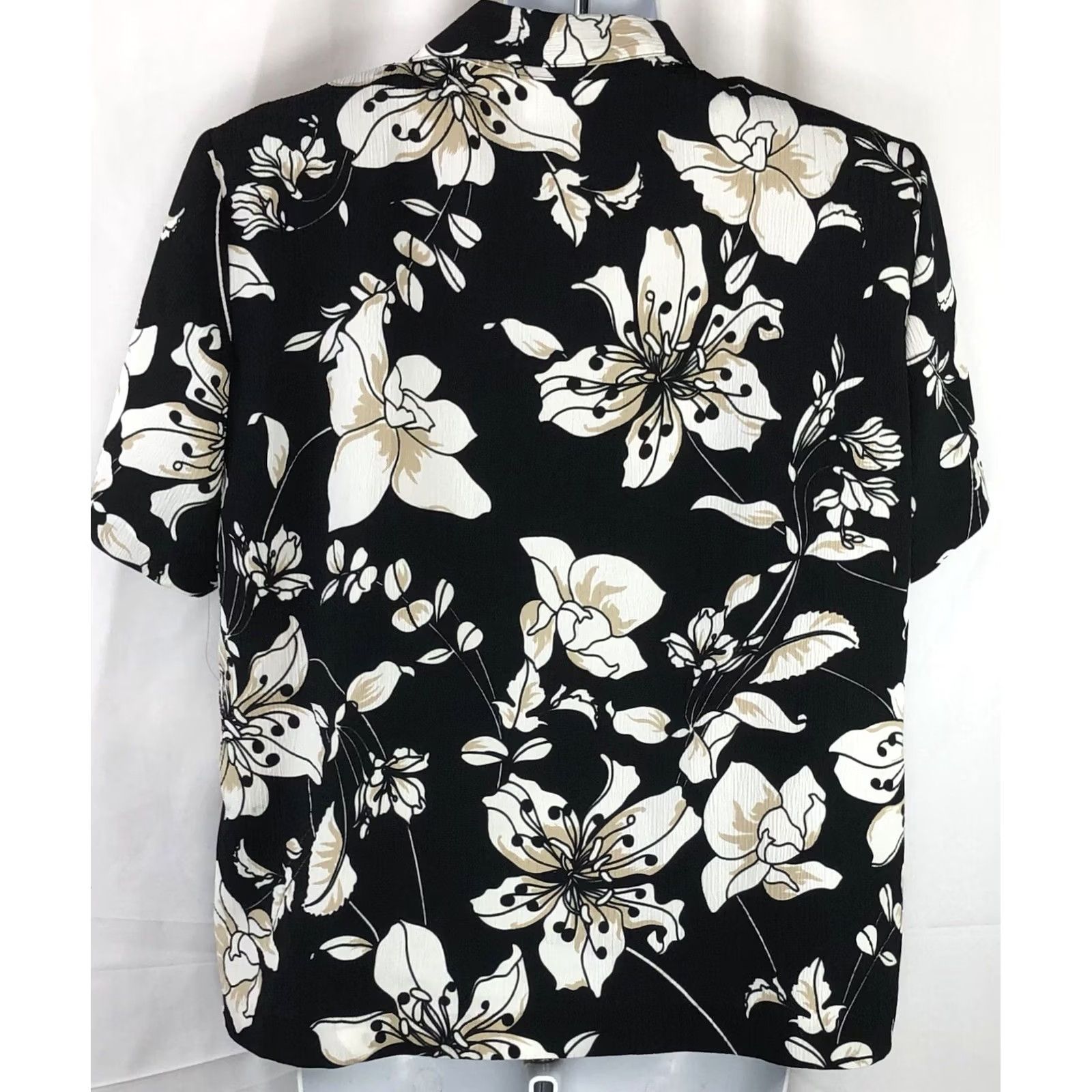 Vintage Alfred Dunner Hawaiian Shirt Top 14 Black Floral Short Sleeve Blouse Casual Beach Tropical Women XS-XL Size XL / US 12-14 / IT 48-50 - 3 Thumbnail
