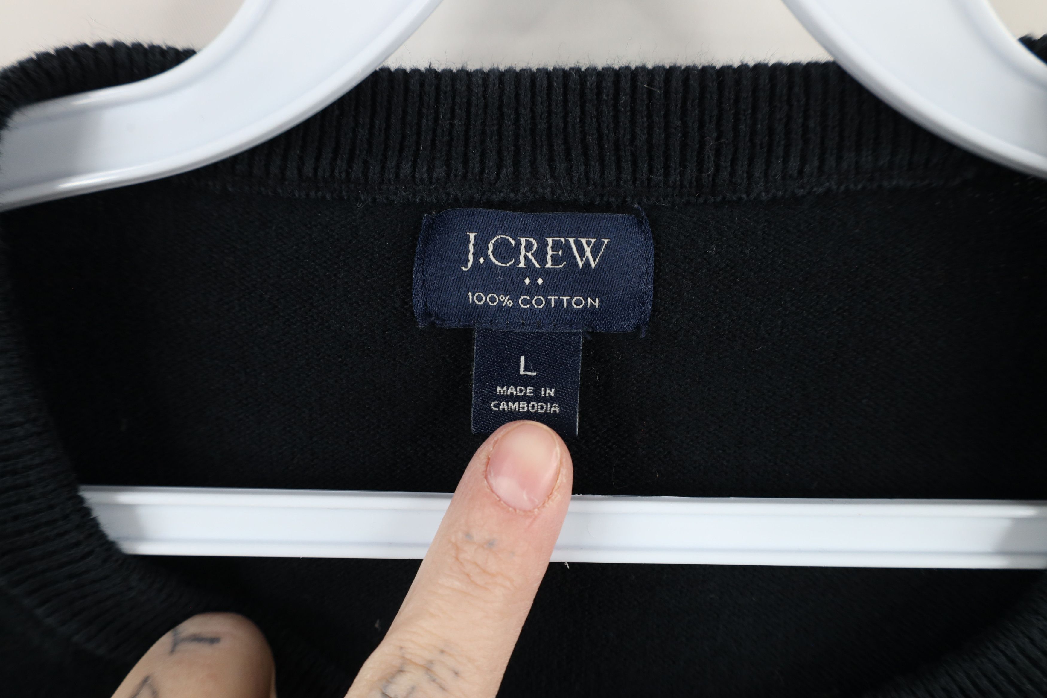 J.Crew × Vintage Vintage Y2K J Crew Blank Cotton Knit Crewneck Sweater Black Size L / US 10 / IT 46 - 4 Thumbnail
