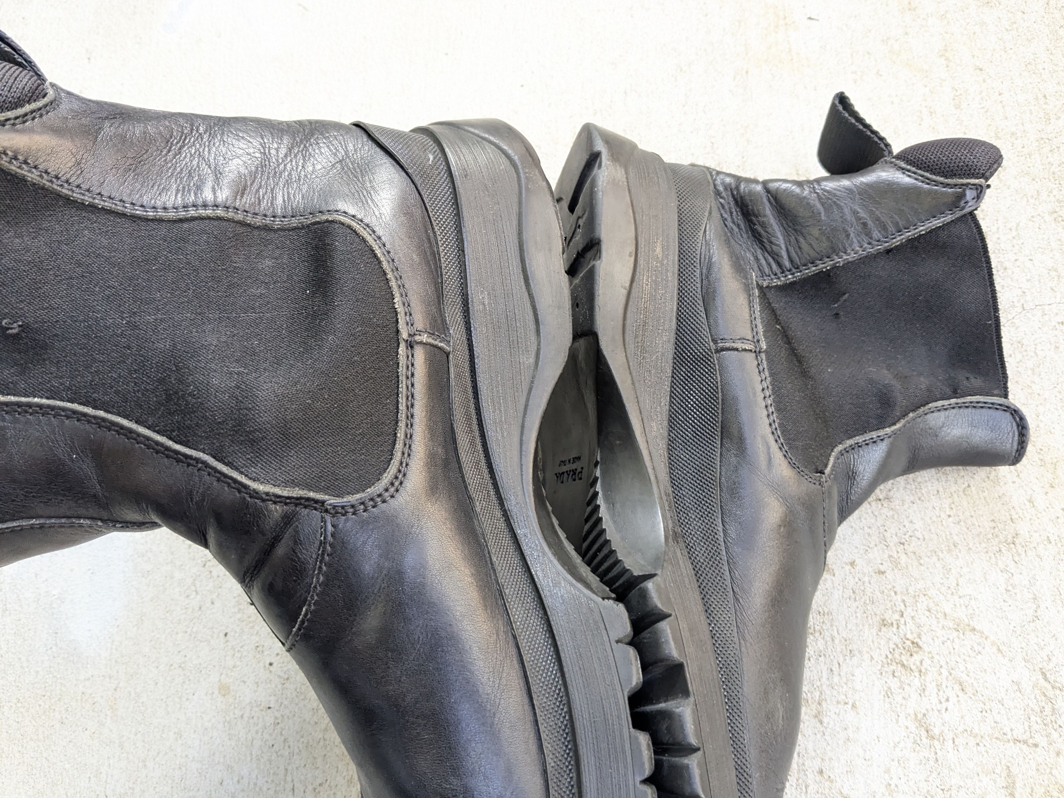 Prada Prada Chelsea Boots Black 10 Leather Chunky Rubber Platform Size US 10 / EU 43 - 13 Thumbnail