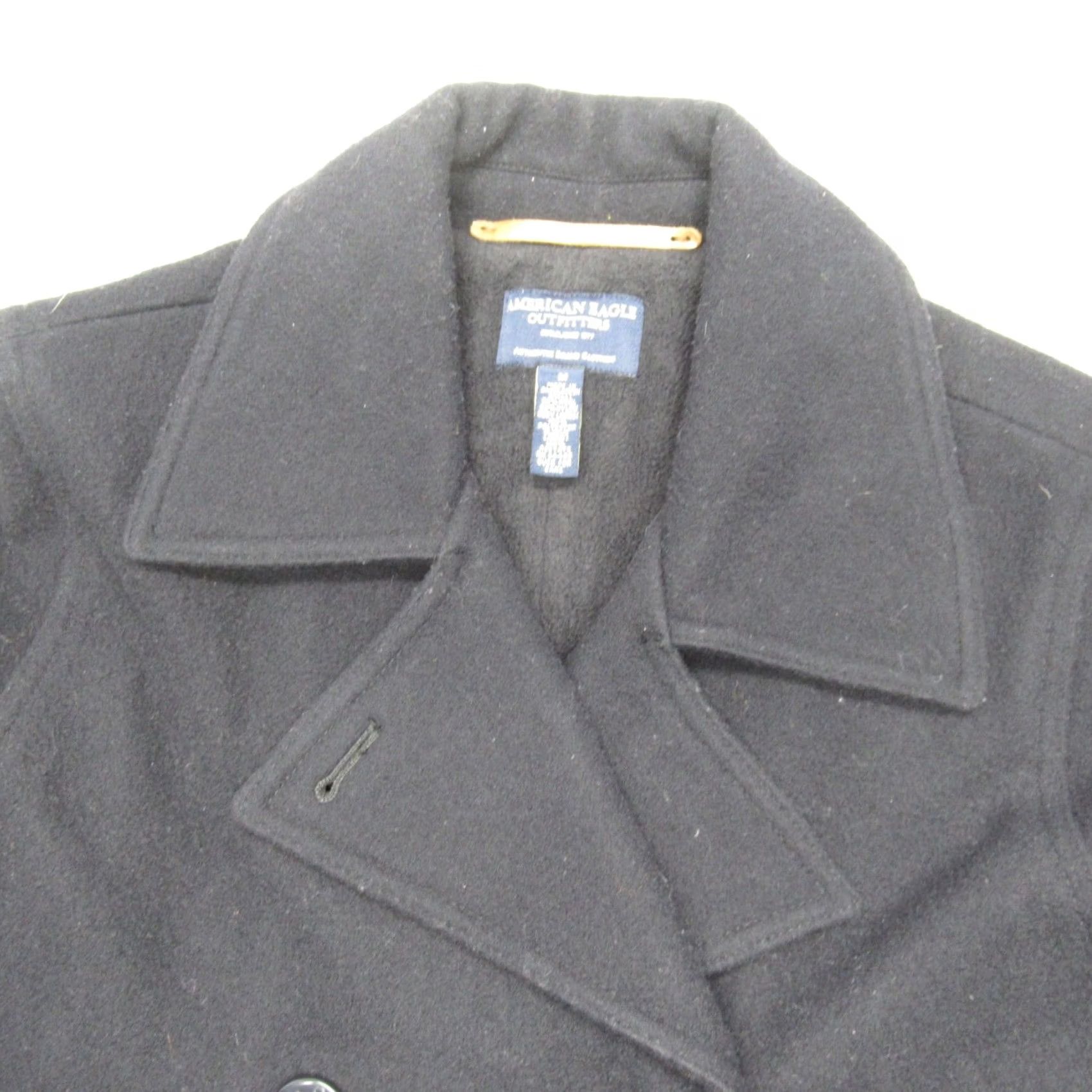 American Eagle Outfitters American Eagle Jacket Pea Coat Medium Black Wool Blend Double Breast Y2K Women Size M / US 6-8 / IT 42-44 - 4 Thumbnail