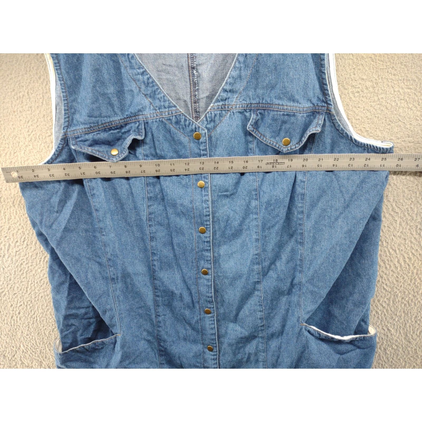 Denime VINTAGE 90s Denim Long Dress Women's Sleeveless Snap Up Tickets California Dress Denim Blue Rockabilly 6 Womens Size M / US 6-8 / IT 42-44 - 5 Thumbnail