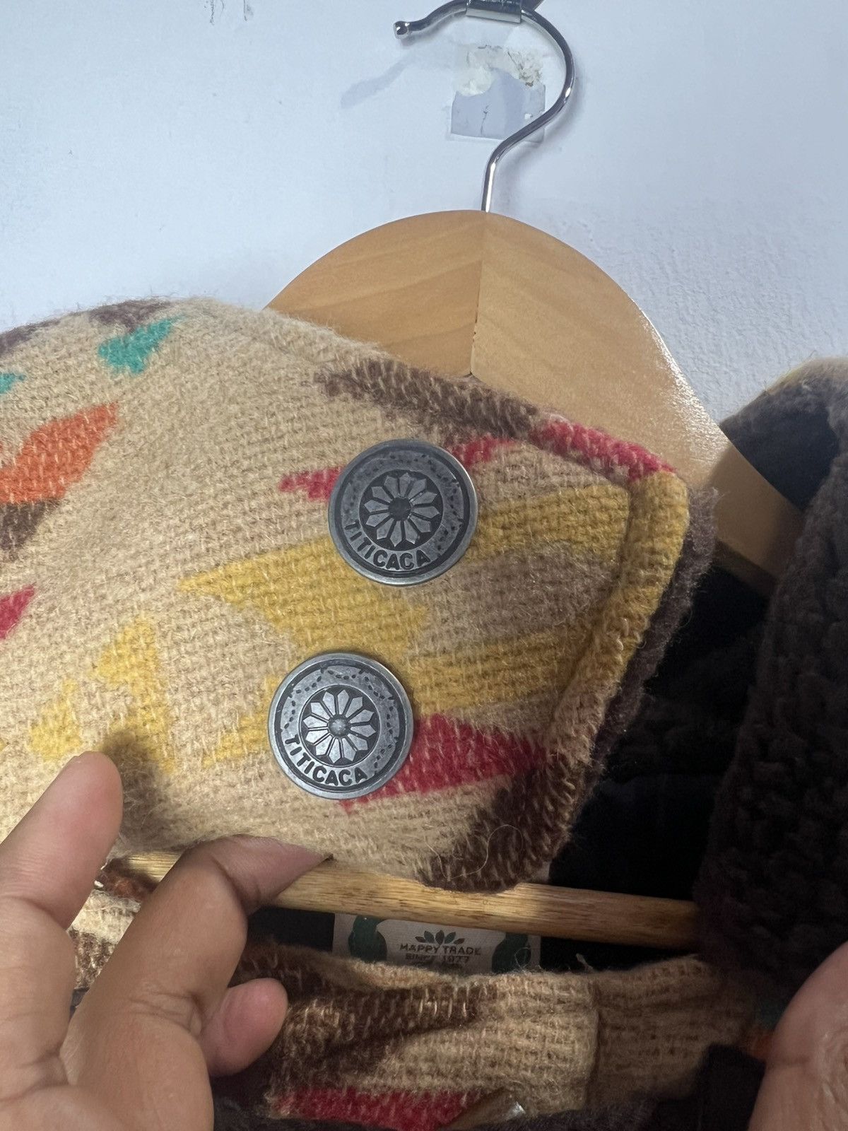 Japanese Brand Titicaca Navajo Style Aztec Hooded Wool Duffel Coat Size US L / EU 52-54 / 3 - 9 Thumbnail
