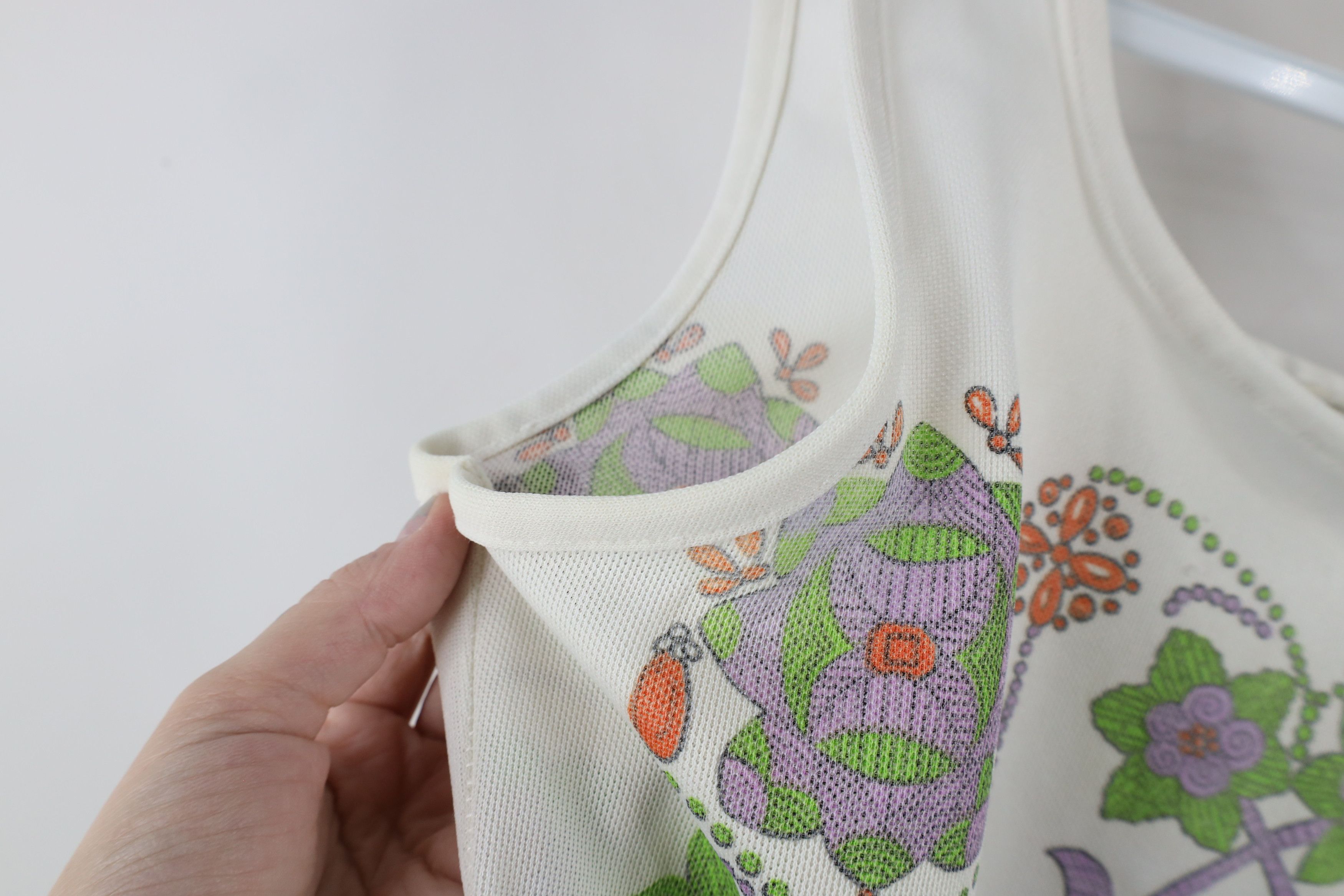 Vintage Vintage 60s 70s Mid Century Modern MCM Flower Knit Tank Top Size M / US 6-8 / IT 42-44 - 8 Thumbnail