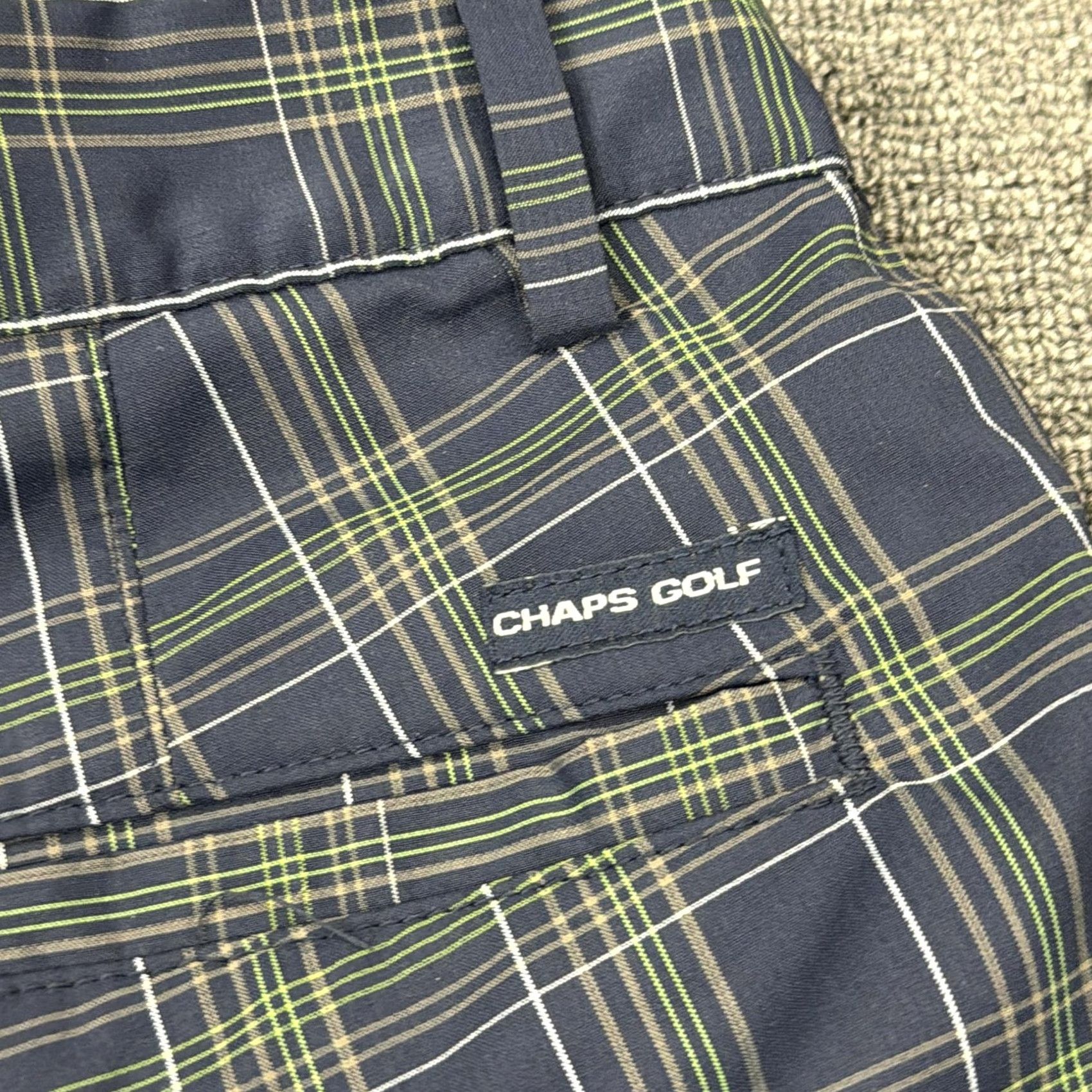 Chaps Chaps Golf Shorts Mens 33 Blue Green Plaid Microfiber Chino Stretch Casual Size US 33 - 5 Thumbnail