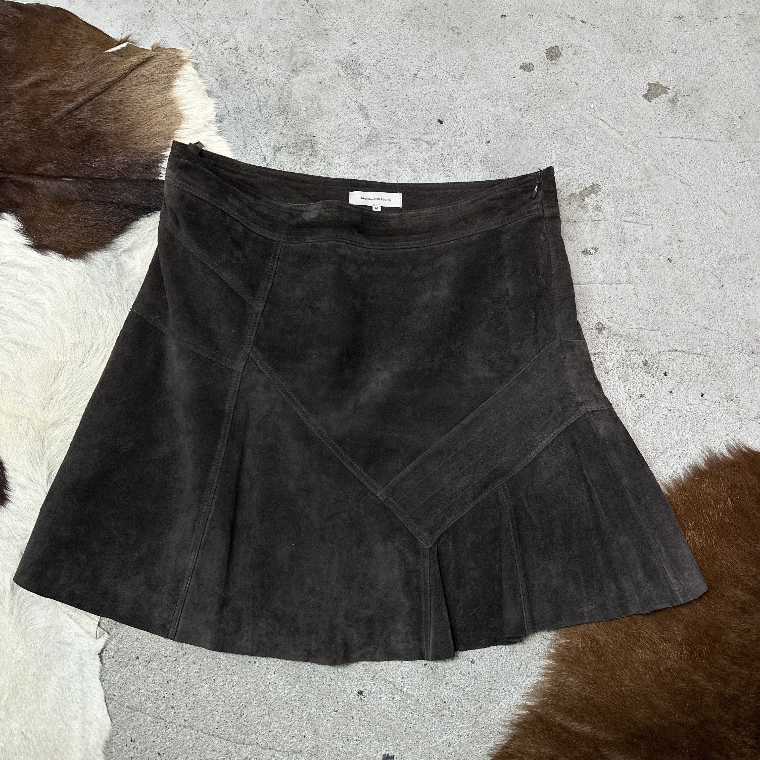 Vintage Vintage Leather Chocolate Brown Rocha John Rocha Skirt Y2K Size 27" / US 4 / IT 40 - 2 Thumbnail