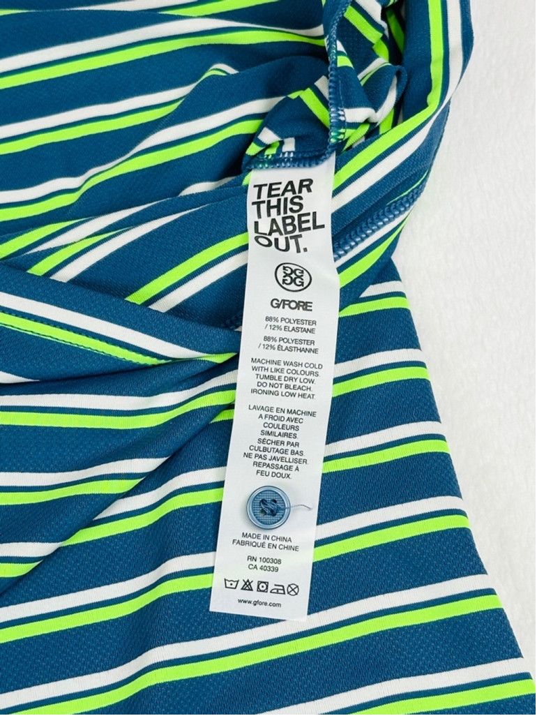 G/FORE G/Fore Mens Large Blue Green Stripe Golf Jersey Polo Shirt Size US L / EU 52-54 / 3 - 8 Thumbnail