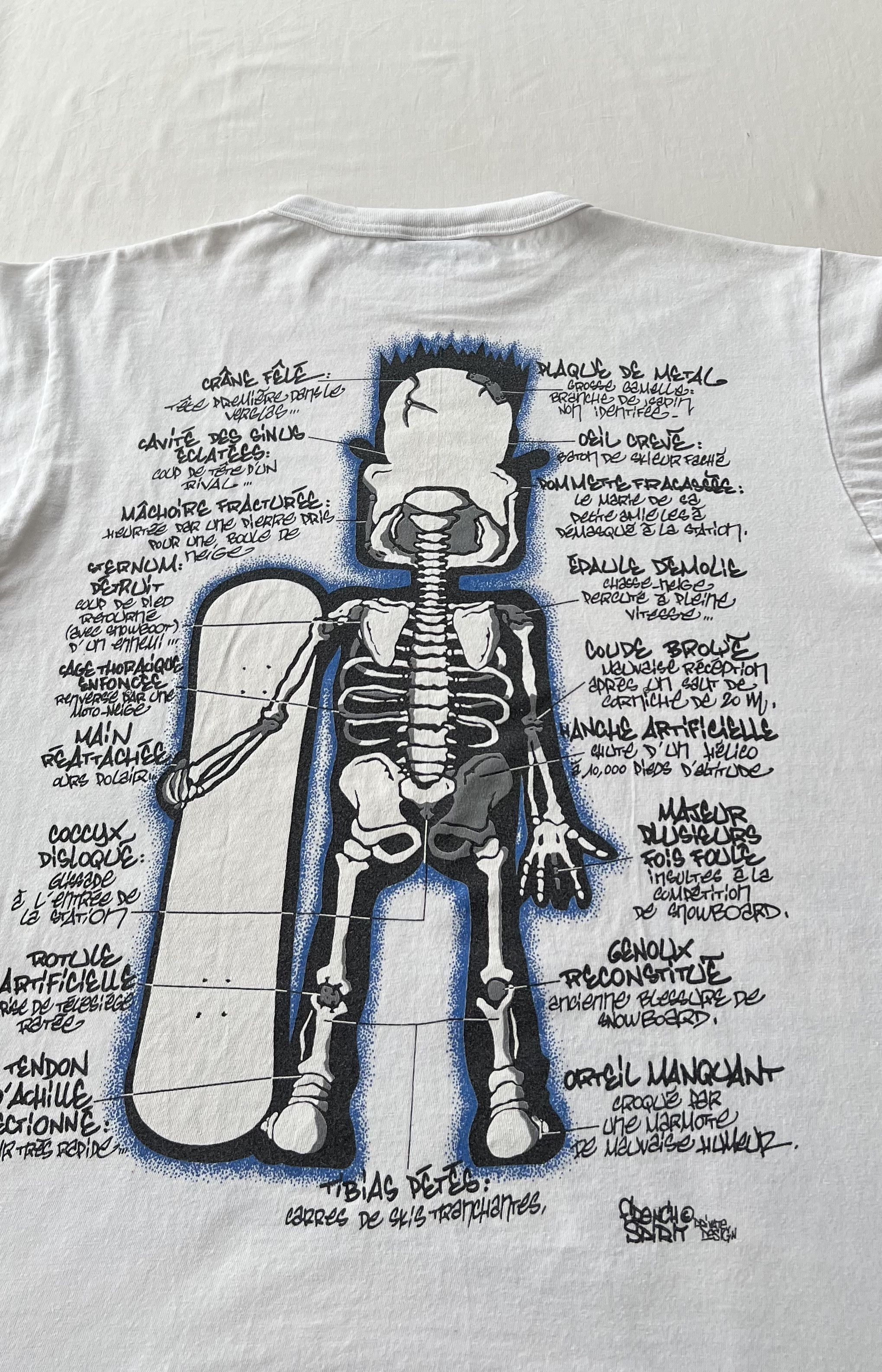 Vintage Vintage Spirit Skateboards Skeleton Skull White T-shirt Size US S / EU 44-46 / 1 - 9 Thumbnail